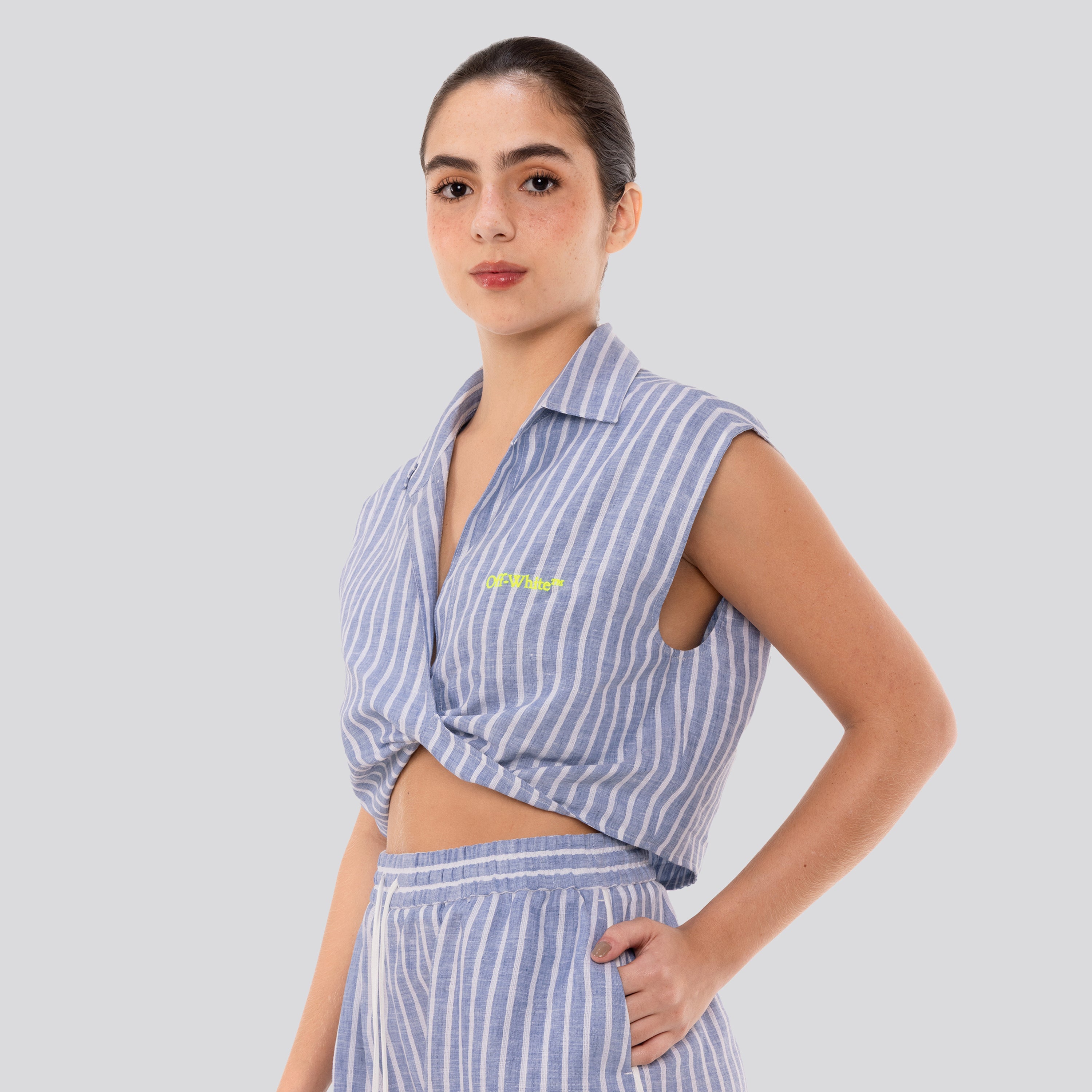 Camisa Azul Off-White Logo