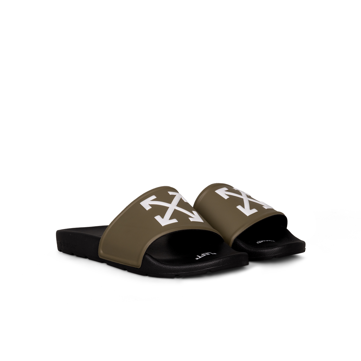 Sandalias Negras - Verdes Off-White Olive Green Arrow