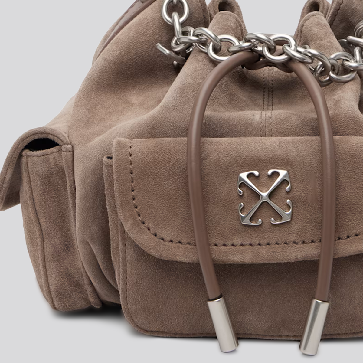 Cartera Café Off-White Brown Dumbo Suede
