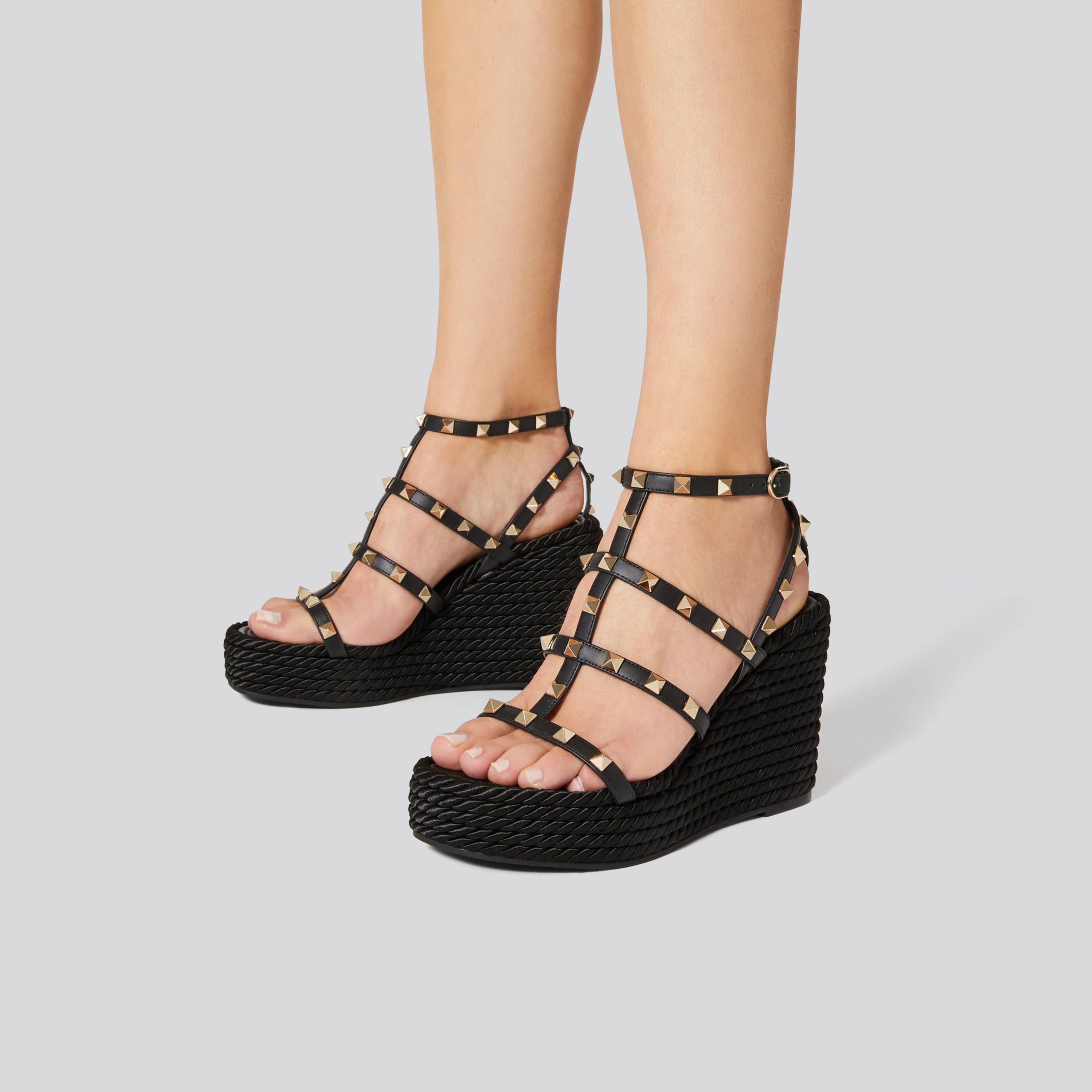 Sandalias de Plataforma Negras Valentino Wedge 95 mm