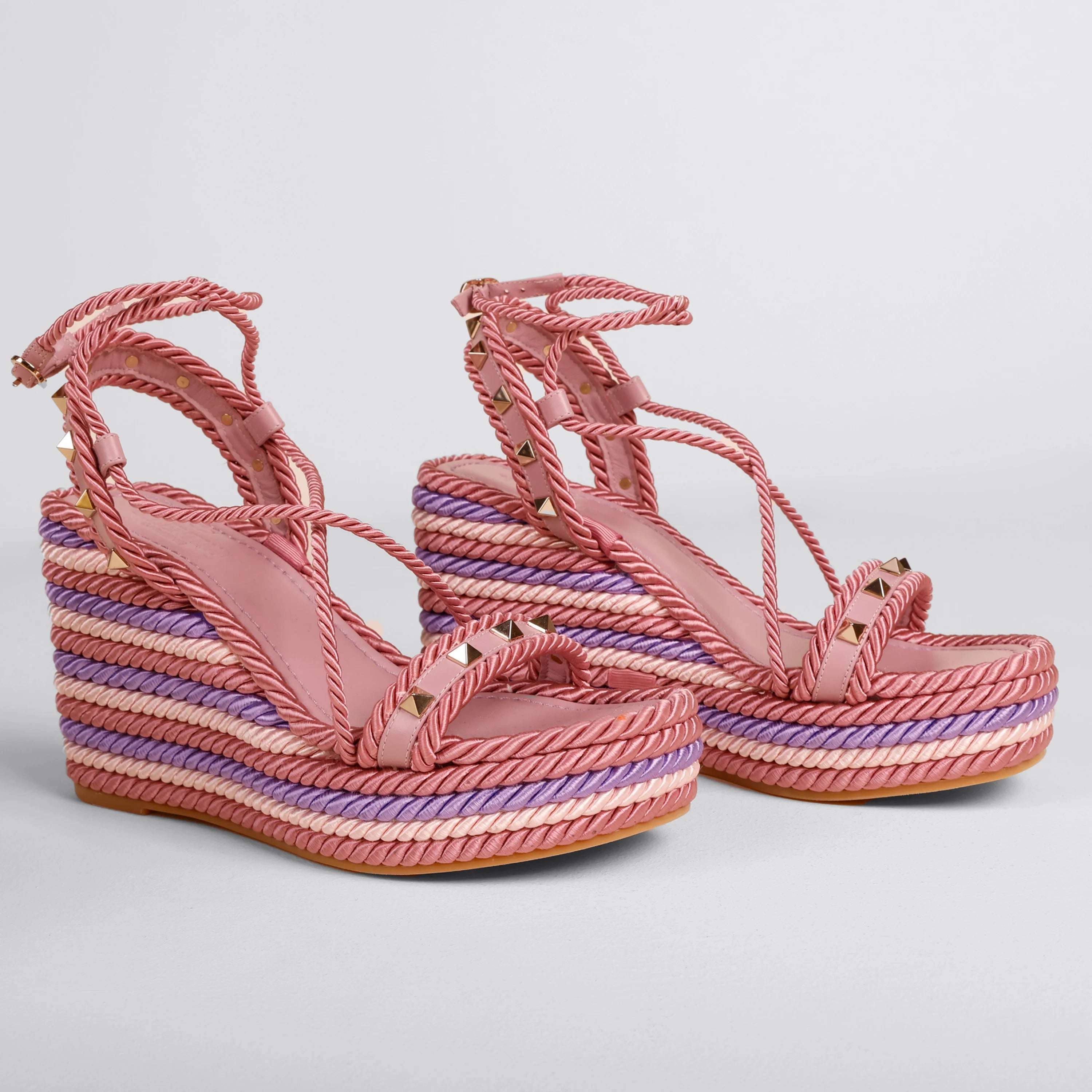 Sandalias de Plataforma Multicolor Valentino Roman Stud Lace