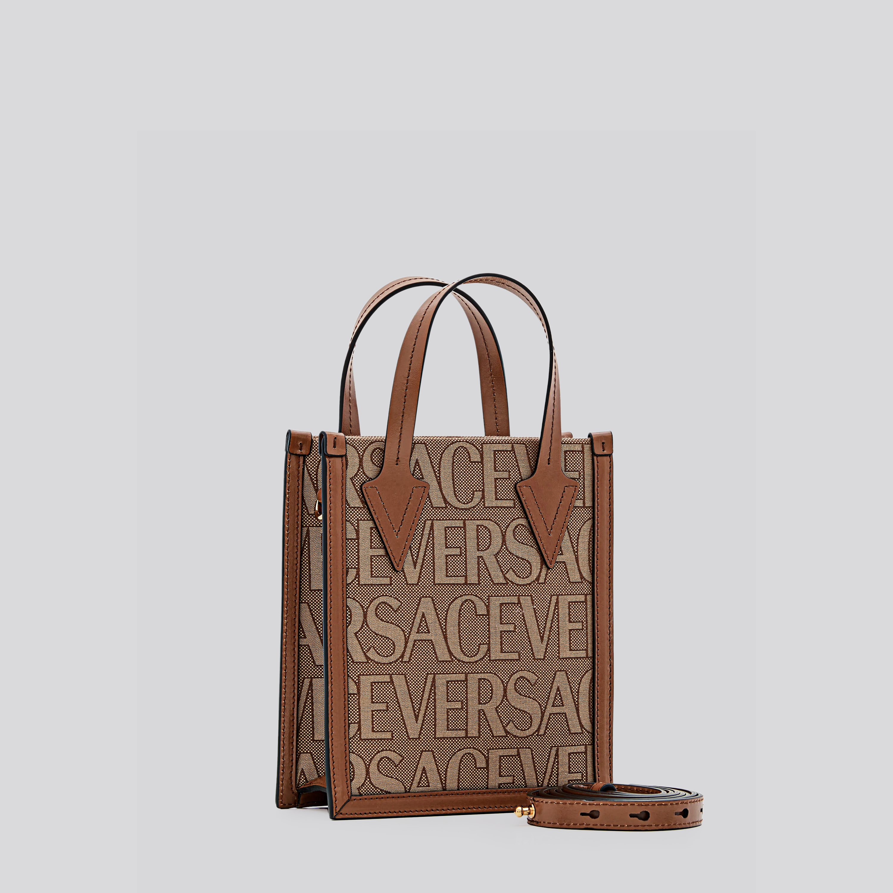Cartera Beige Versace Crossbody Allover Monogram
