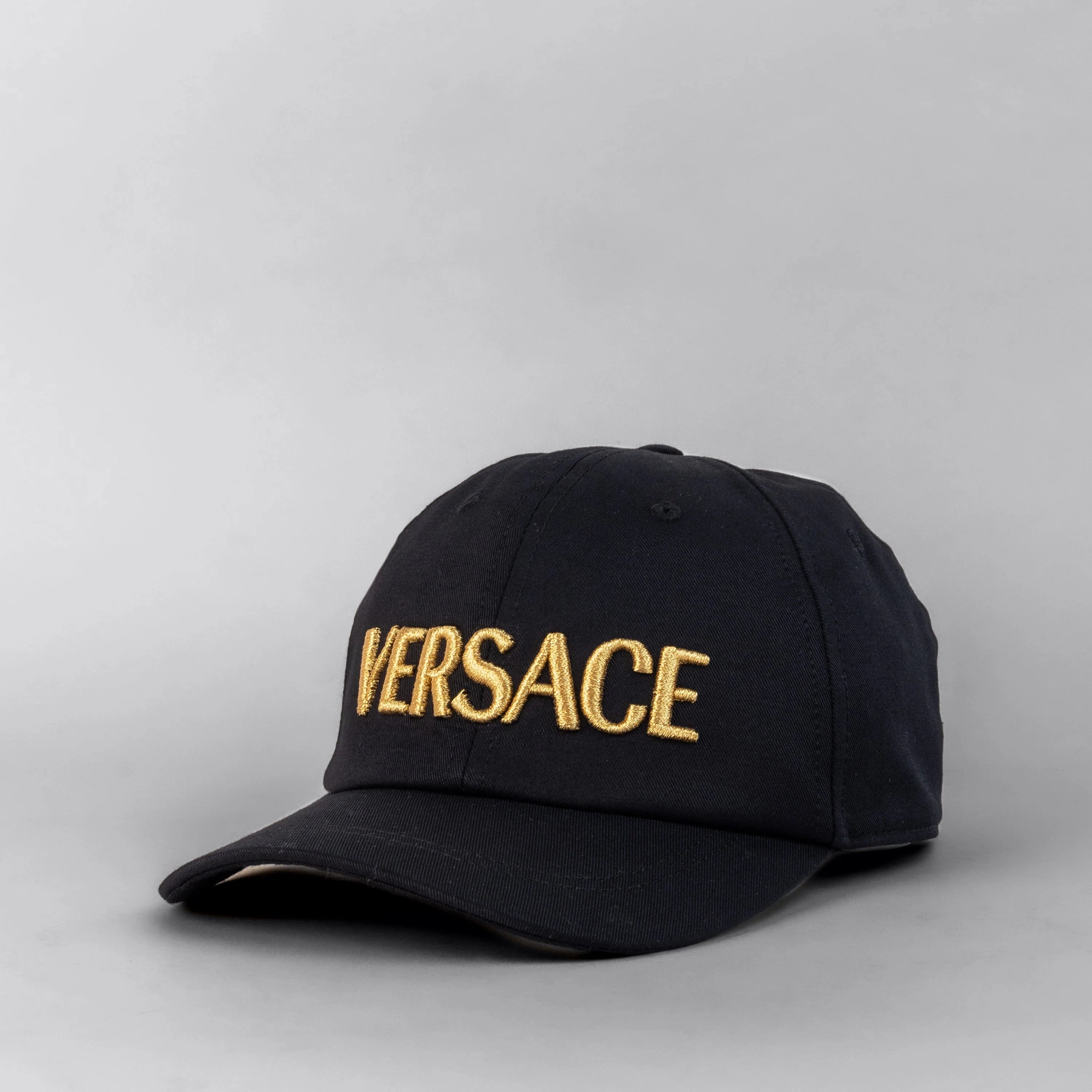 Gorra Negra Versace Gold Logo