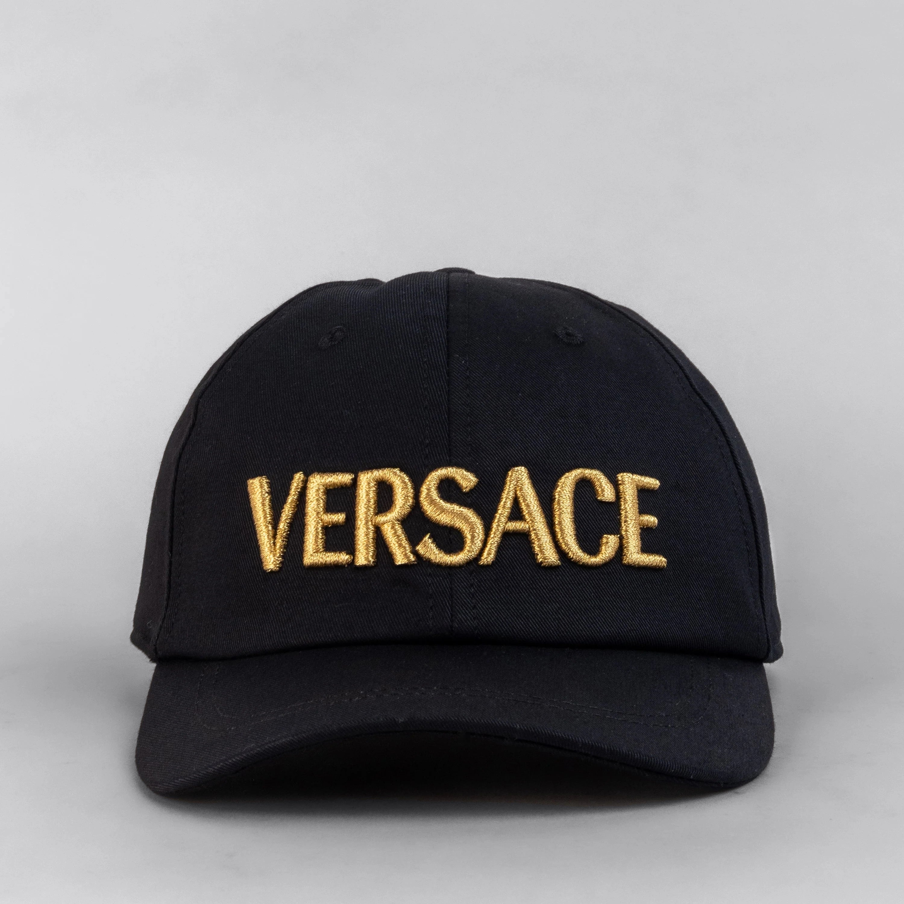 Gorra Negra Versace Gold Logo