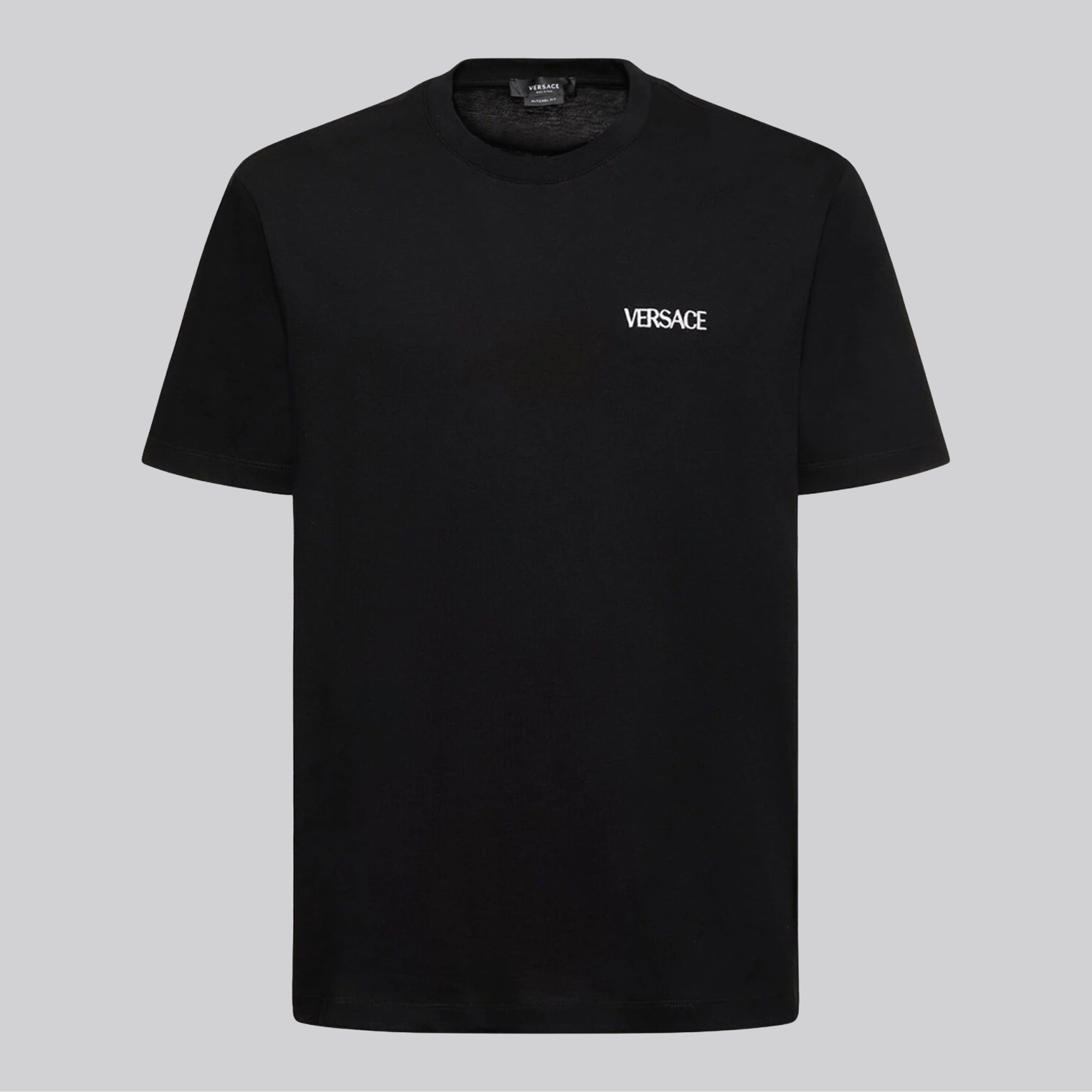 Camiseta Negra Versace Back Medusa Fire
