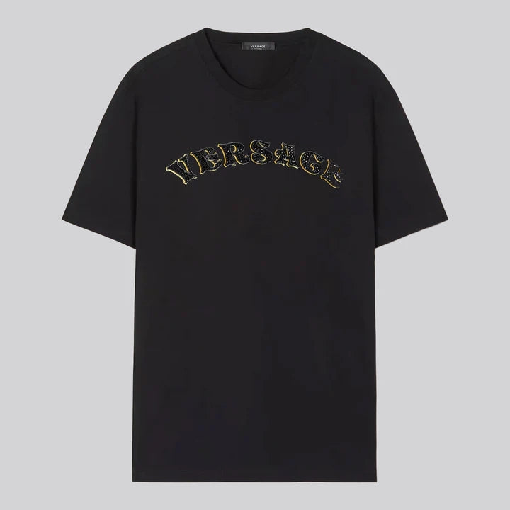 Camiseta Negra Versace Logo Rhines