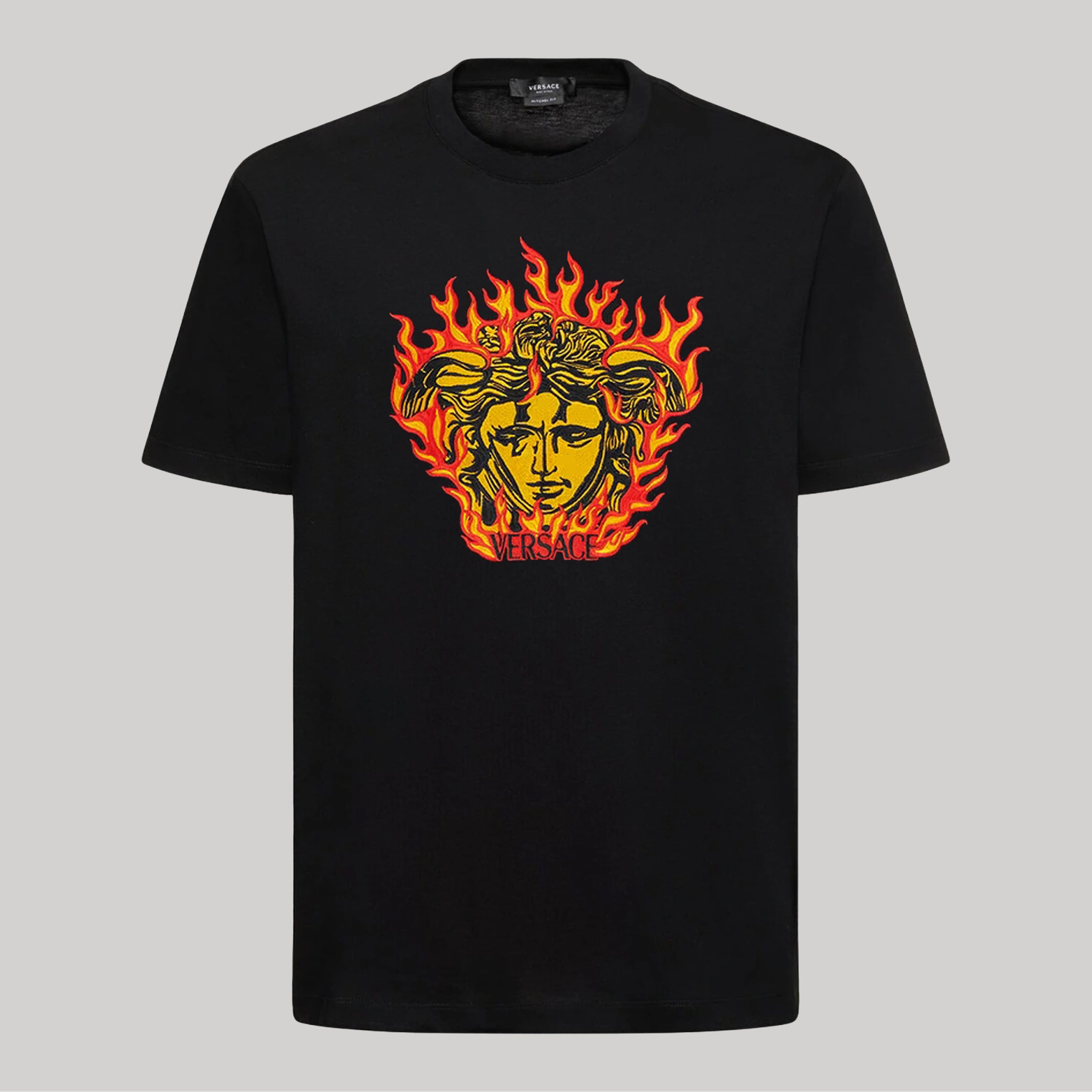 Camiseta Negra Versace Fire Medusa
