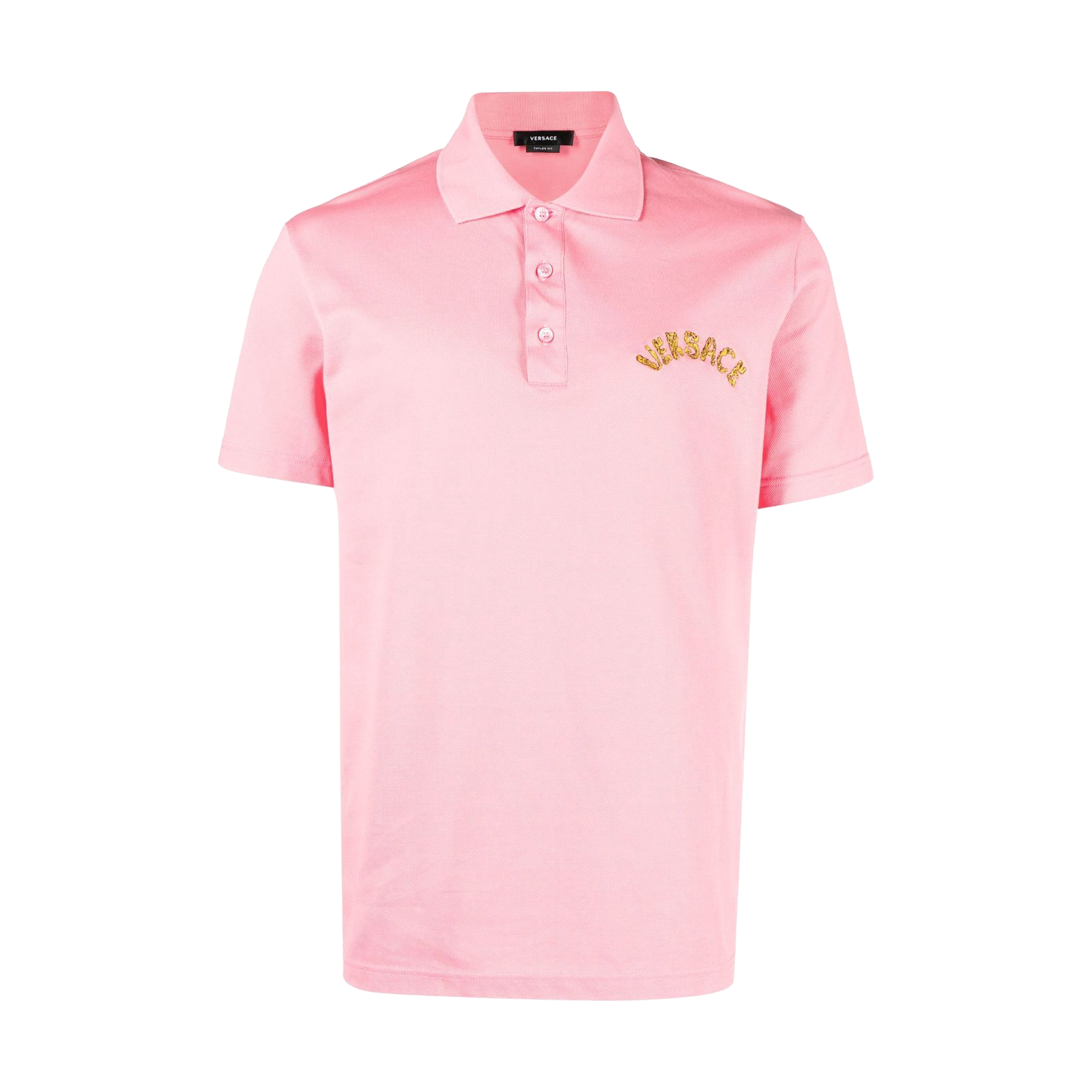 Camiseta Tipo Polo Rosada Versace Embroidered Logo