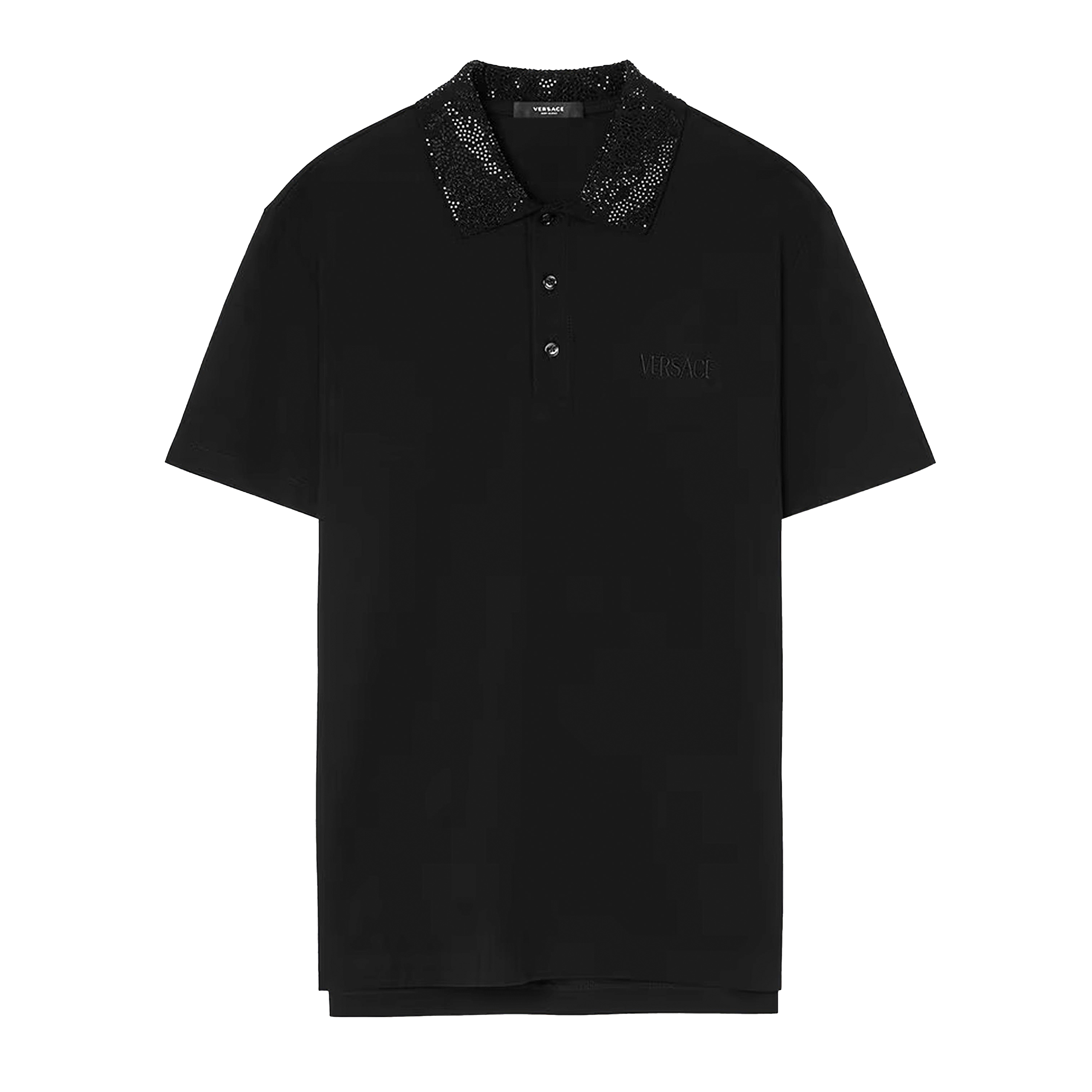 Camiseta Tipo Polo Negra Versace Rhinestone