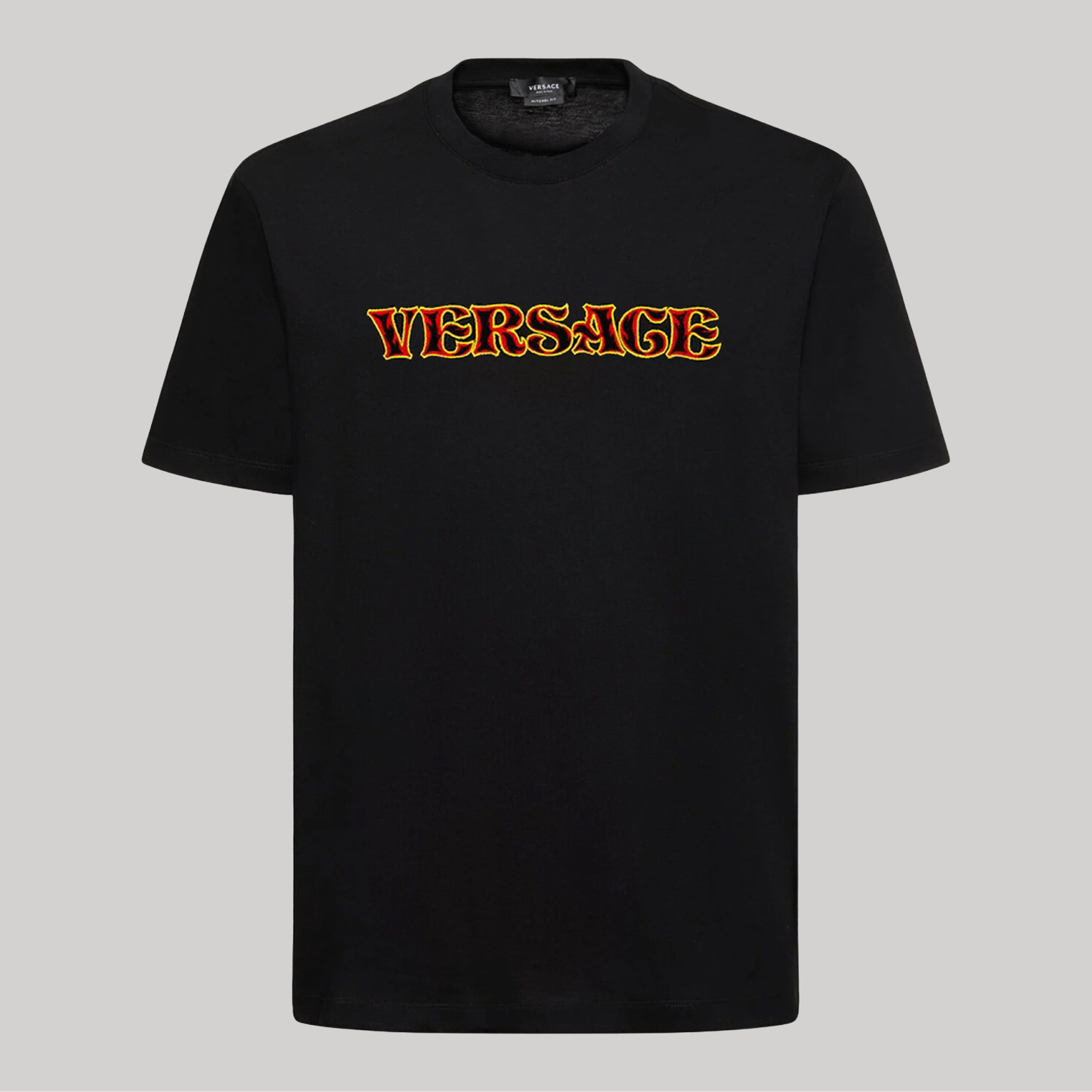 Camiseta Negra Versace Fire Logo