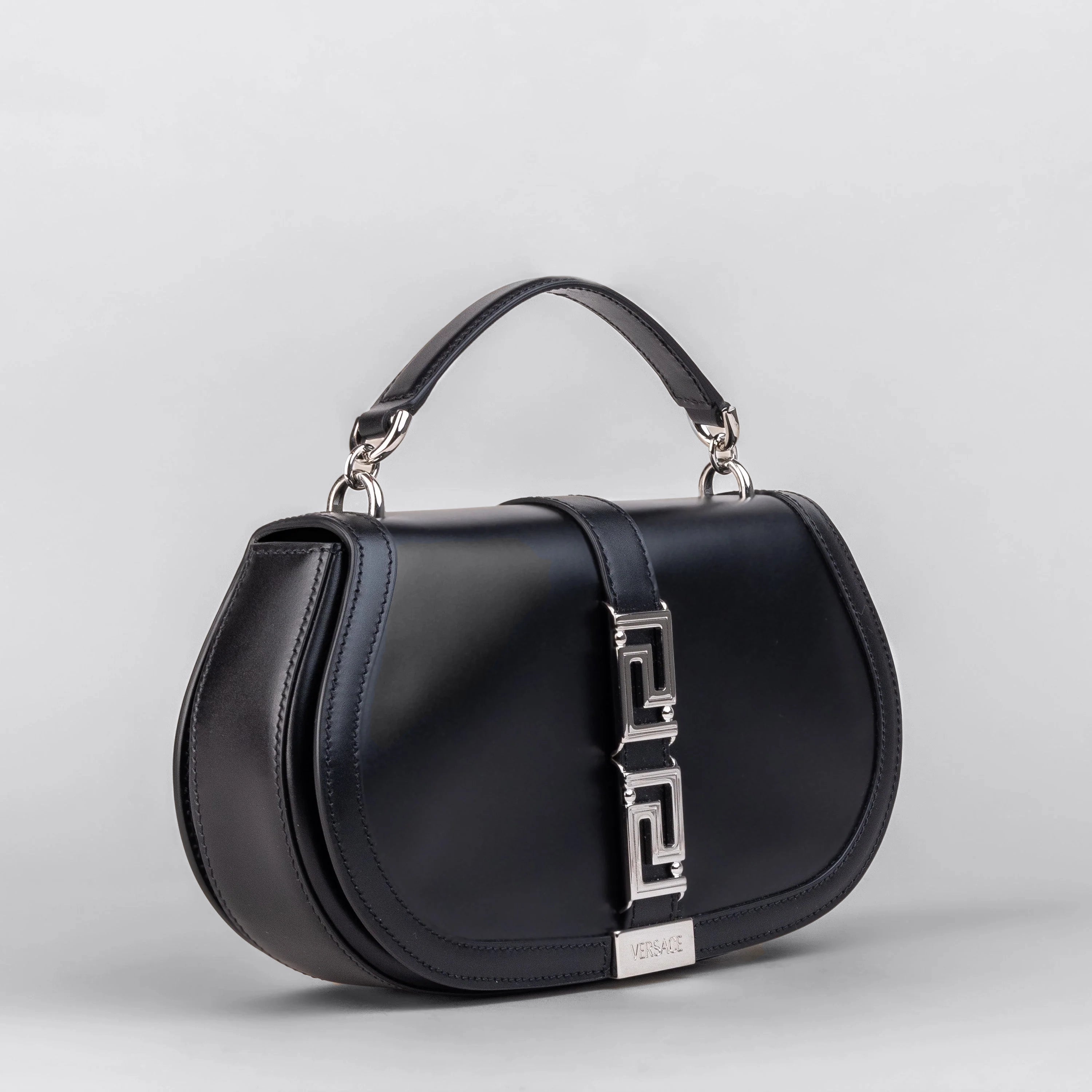 Cartera Negra Versace Silver Greca Goddess