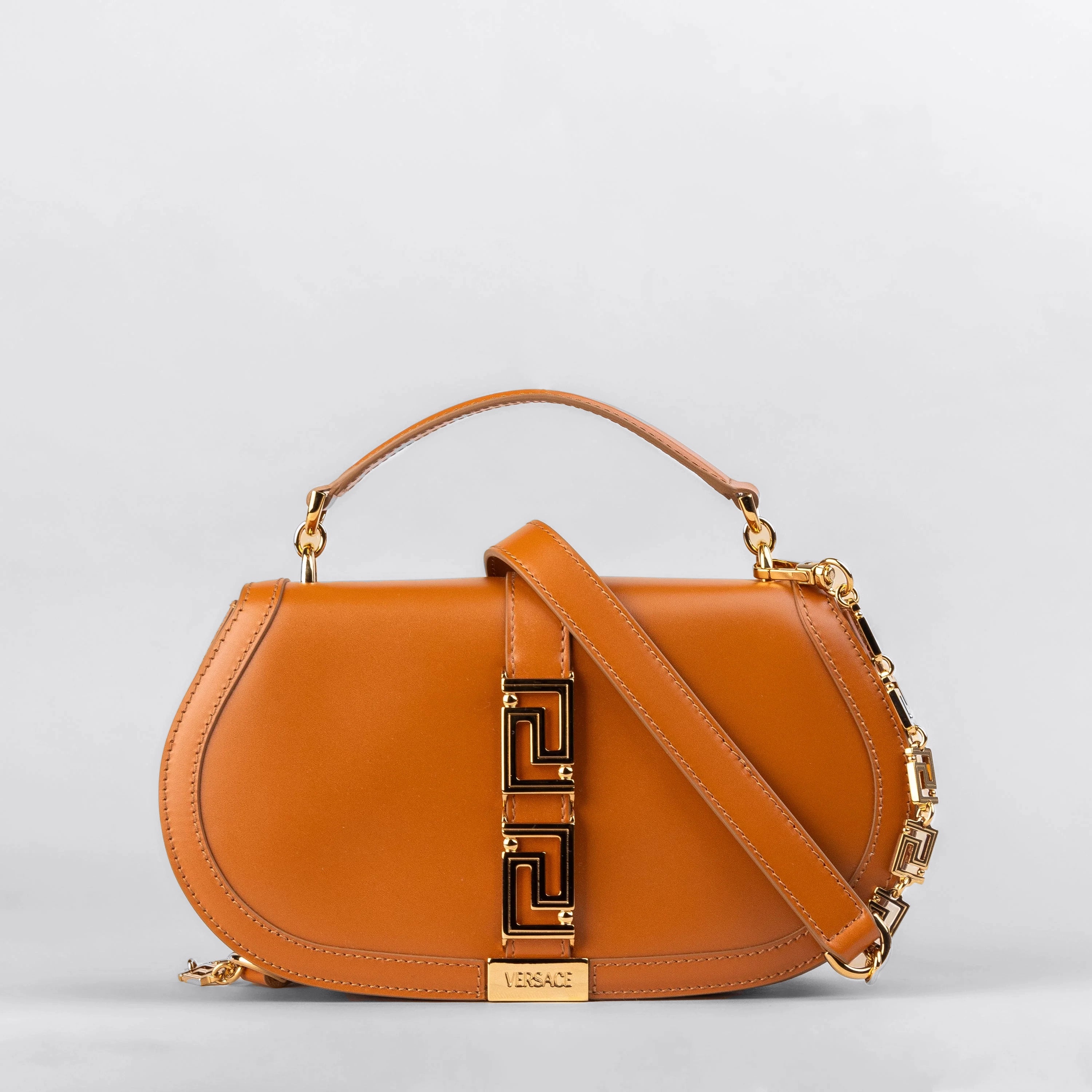 Cartera Café Versace Gold Greca Goddess