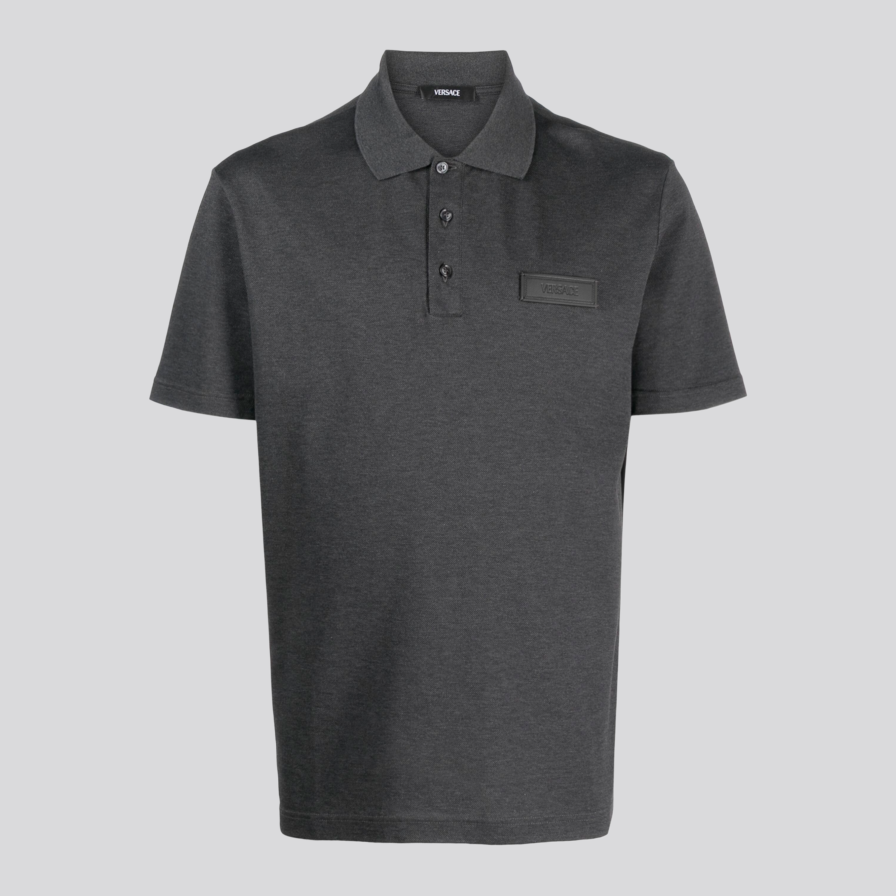 Camiseta Tipo Polo Gris Versace Leather Tag