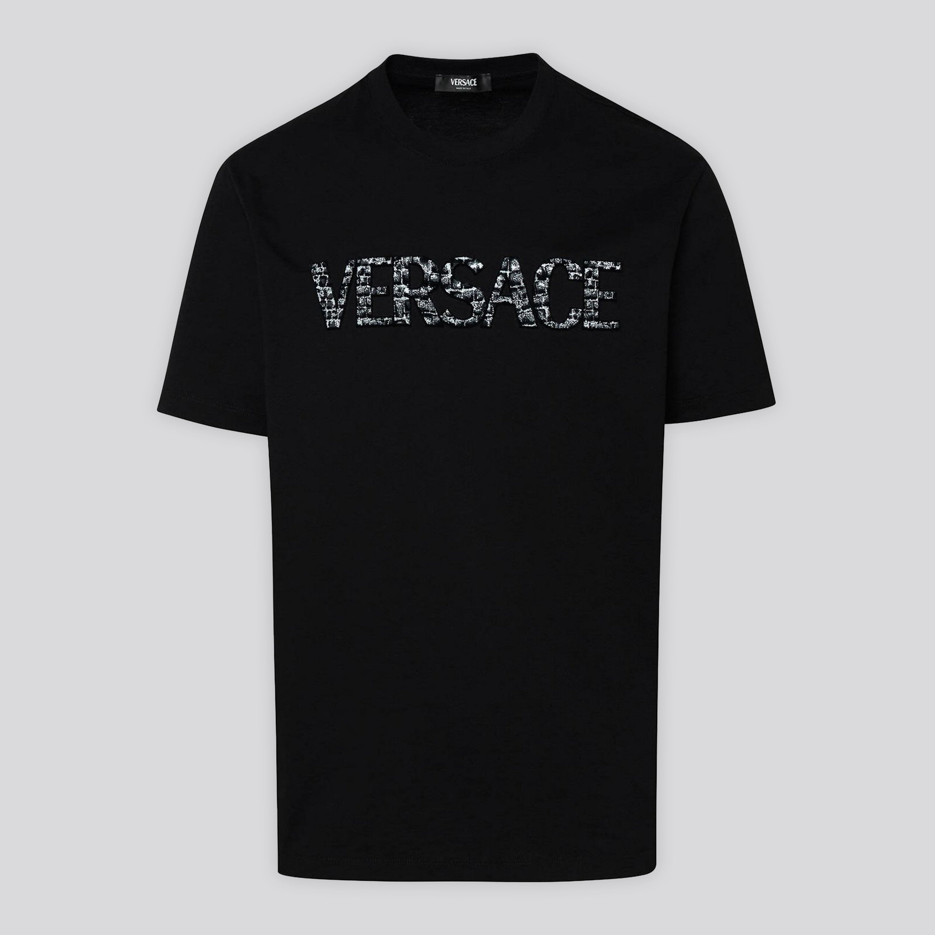 Camiseta Negra Versace Croco Logo