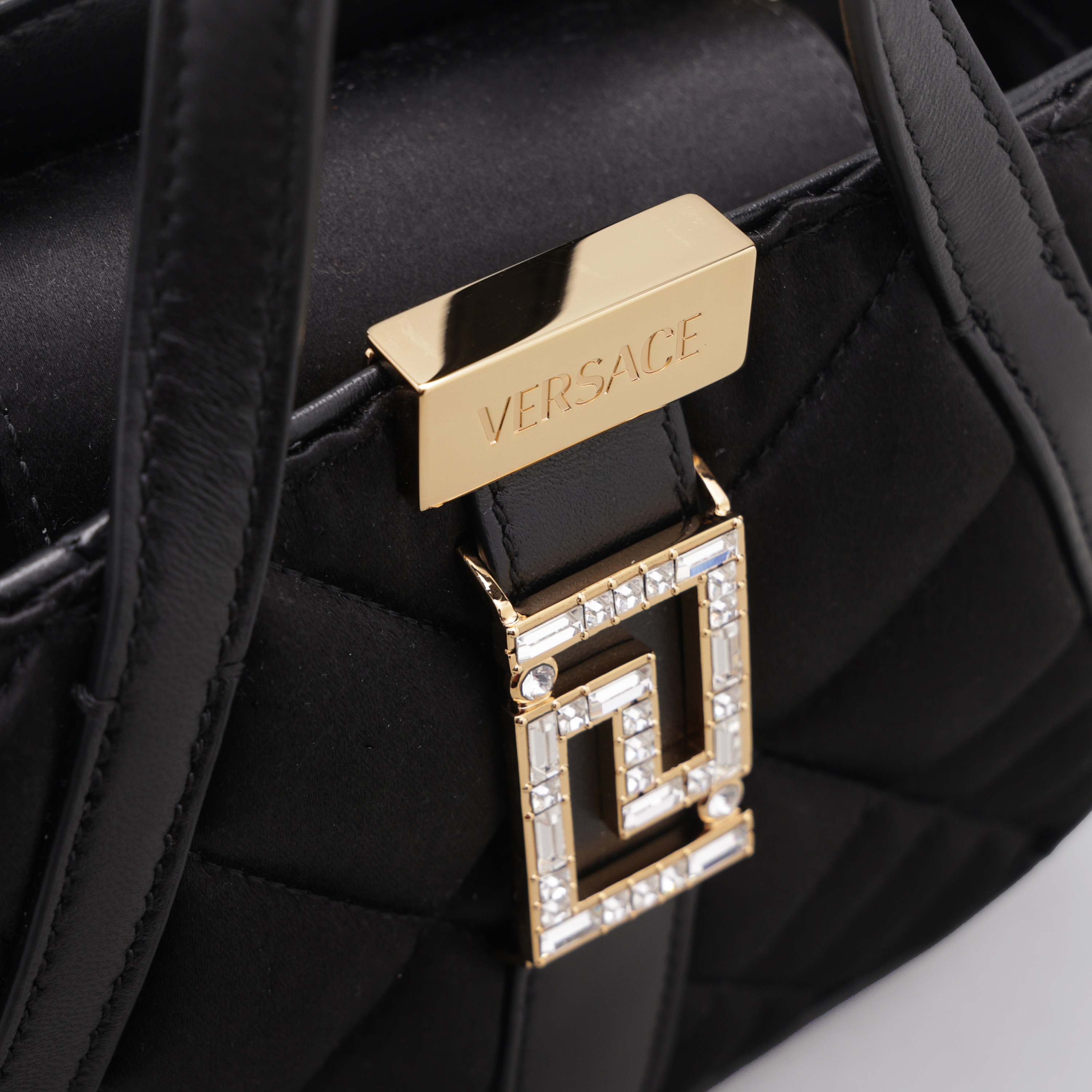 Cartera Negro Versace Tote Greca Goddess