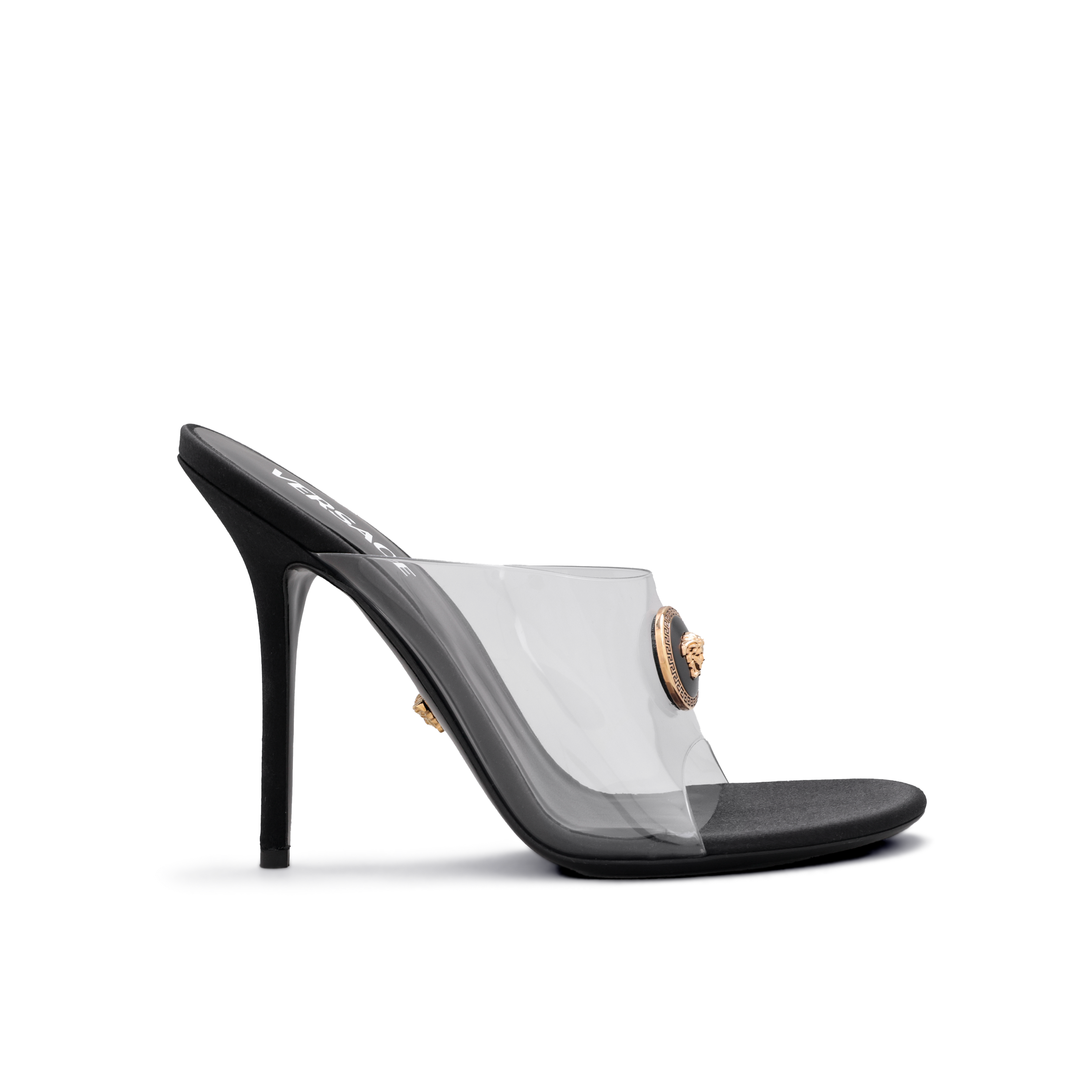 Sandalias de Tacón Negras Versace Transparent