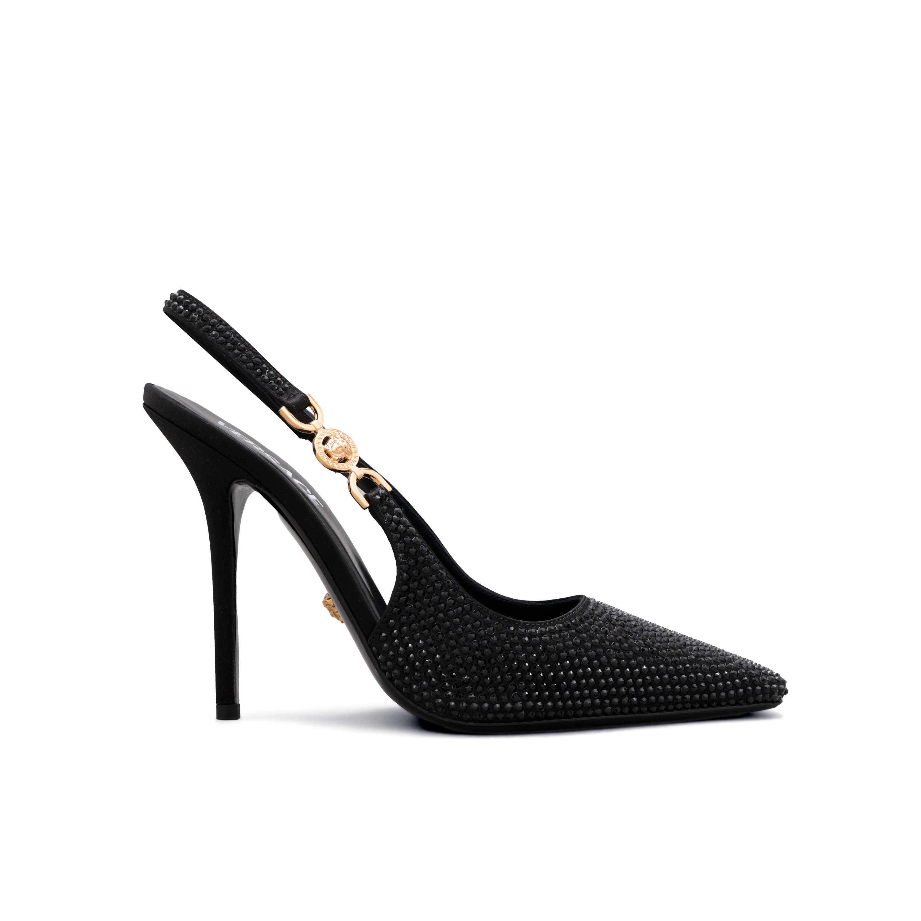Sandalias de Tacón Negras Versace Crystals