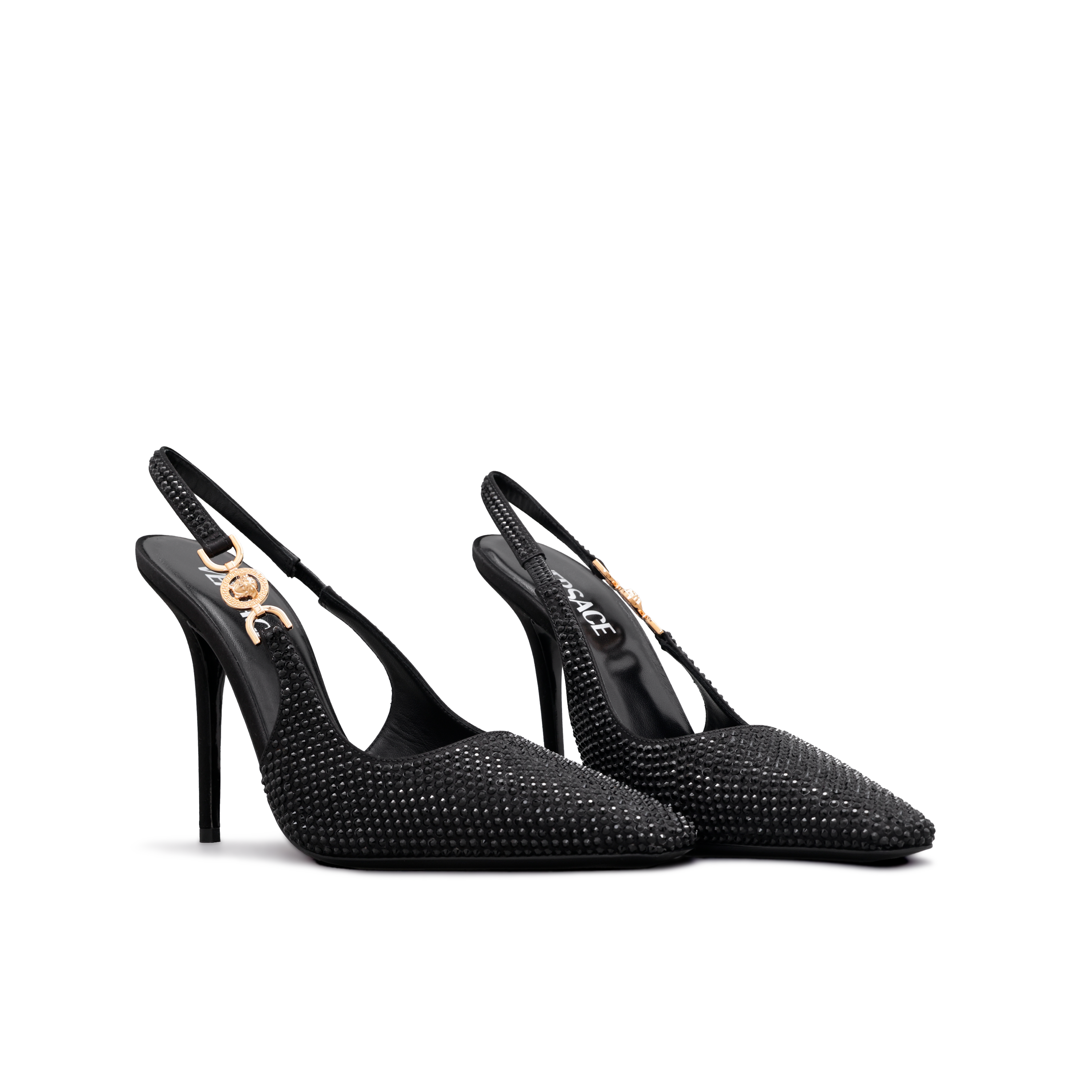 Sandalias de Tacón Negras Versace Crystals