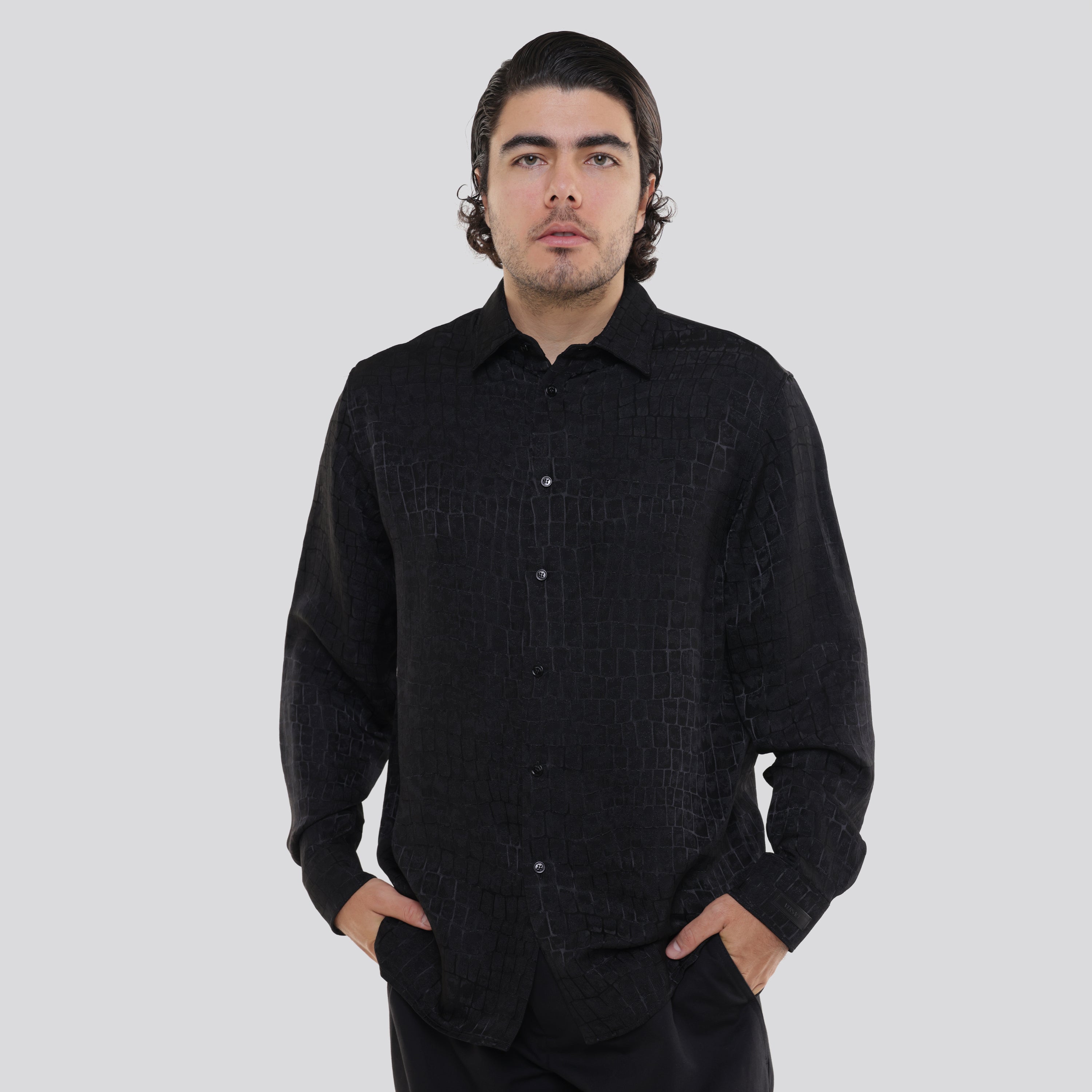 Camisa Negra Versace Croco