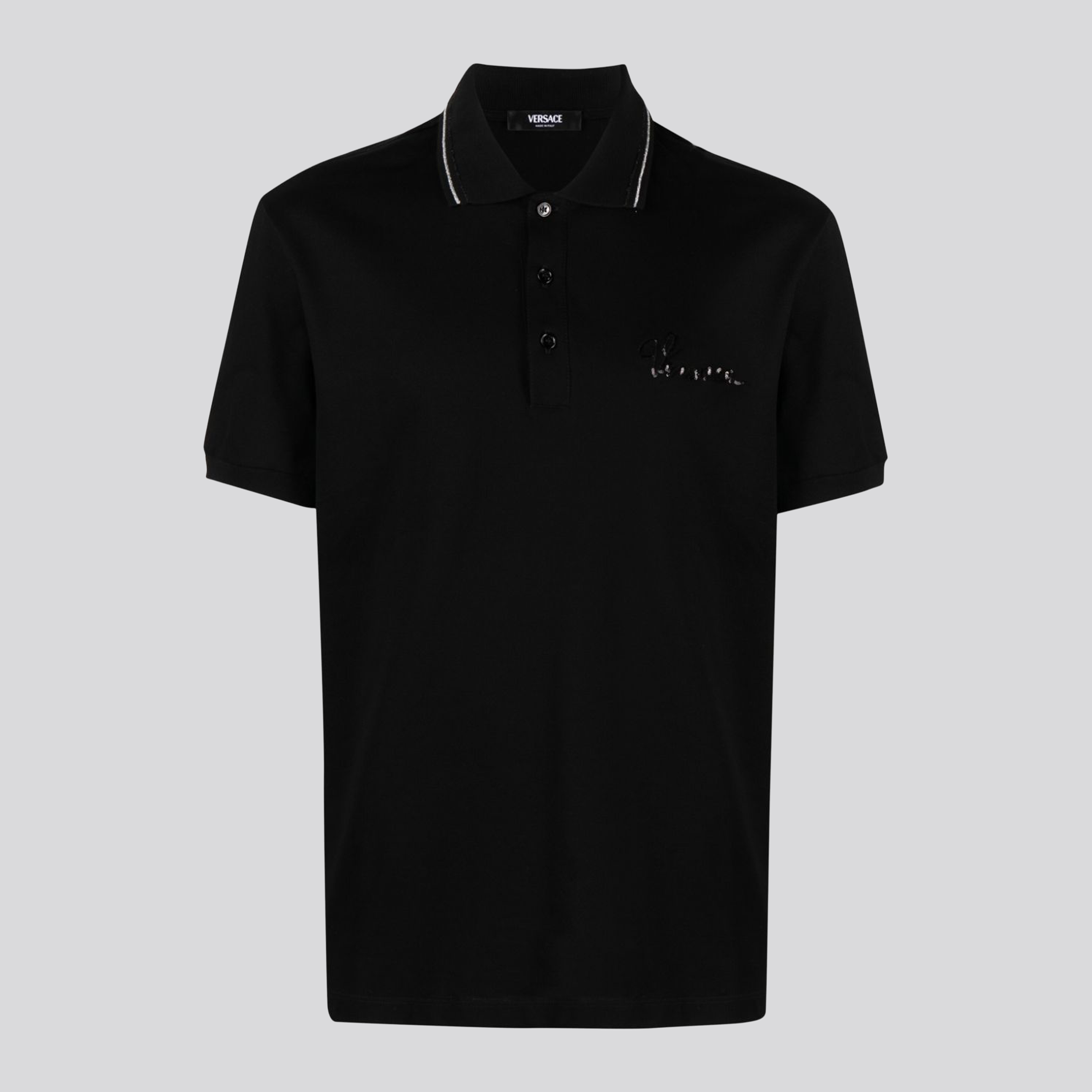 Camiseta Tipo Polo Negro Versace Logo