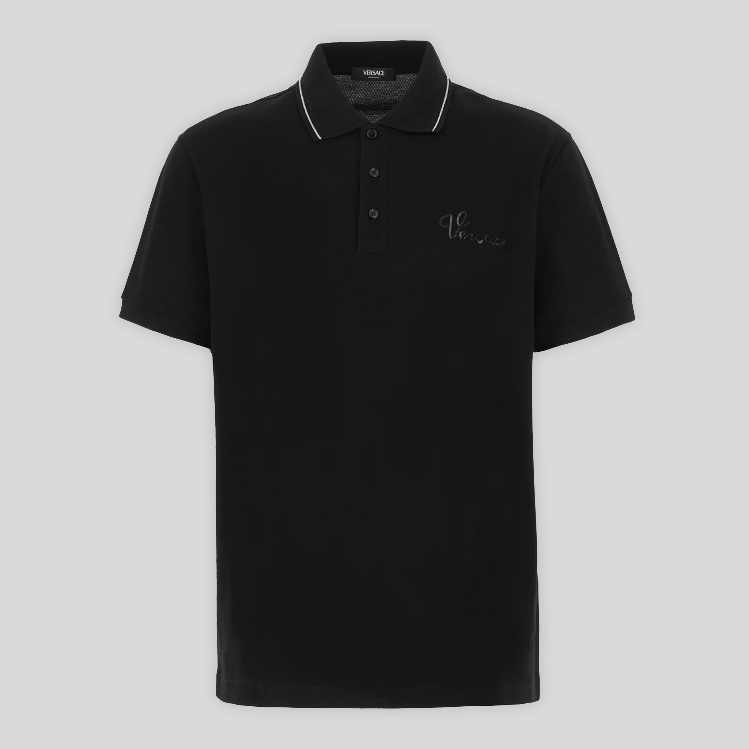 Camiseta Tipo Polo Negro Versace Logo