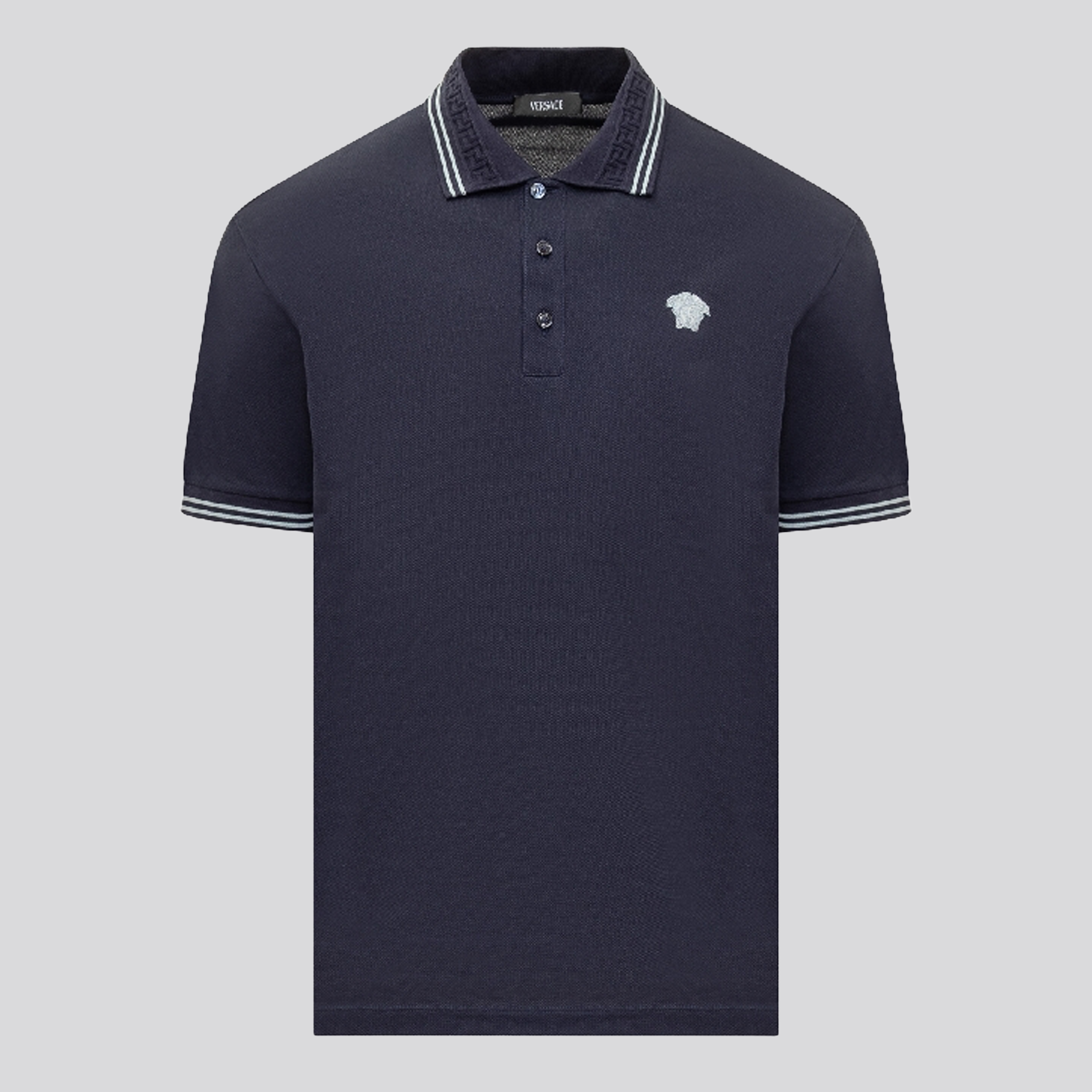 Camiseta Tipo Polo Azul Versace Medusa