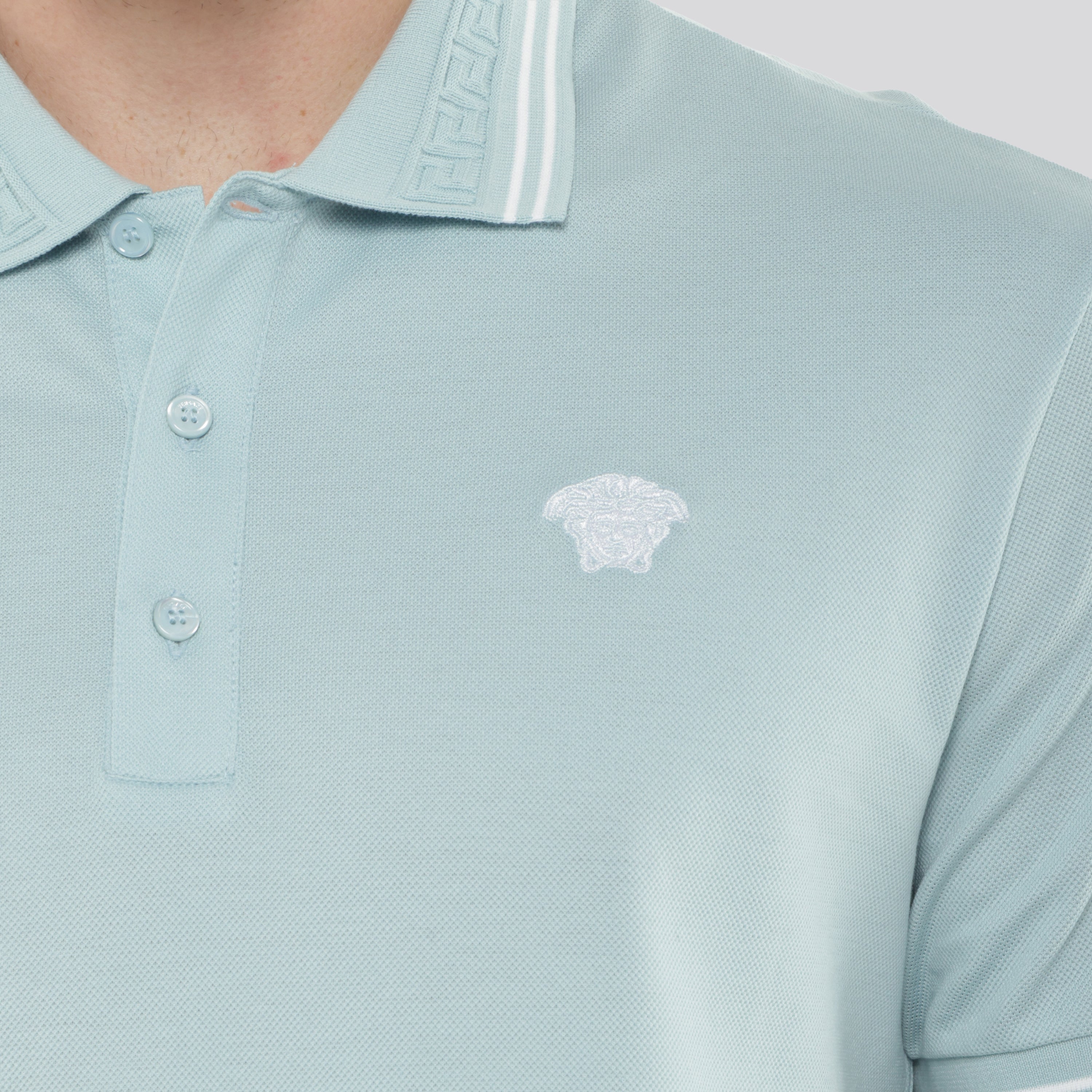Camiseta Tipo Polo Azul Versace Medusa
