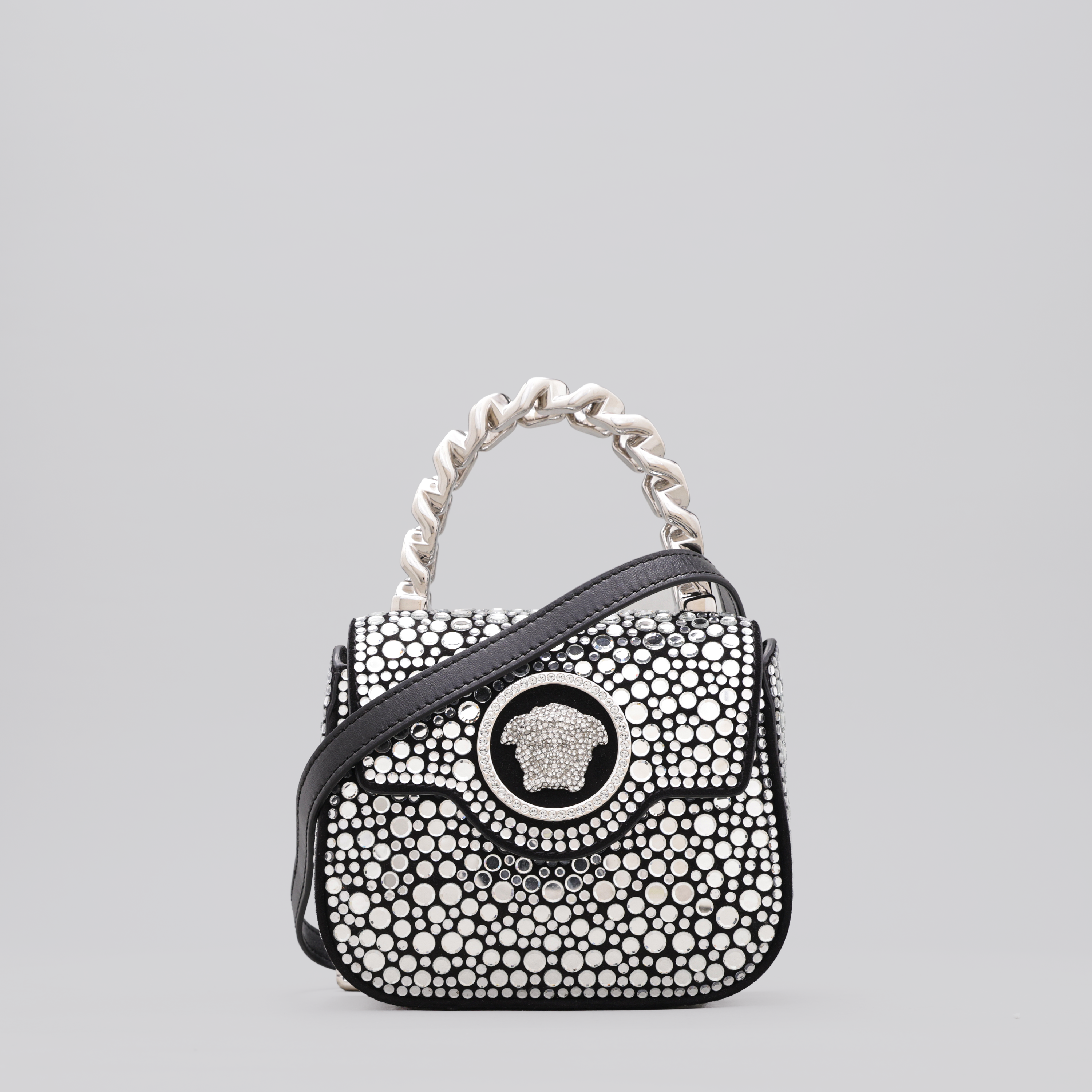 Cartera Negro Versace La Medusa Crystals