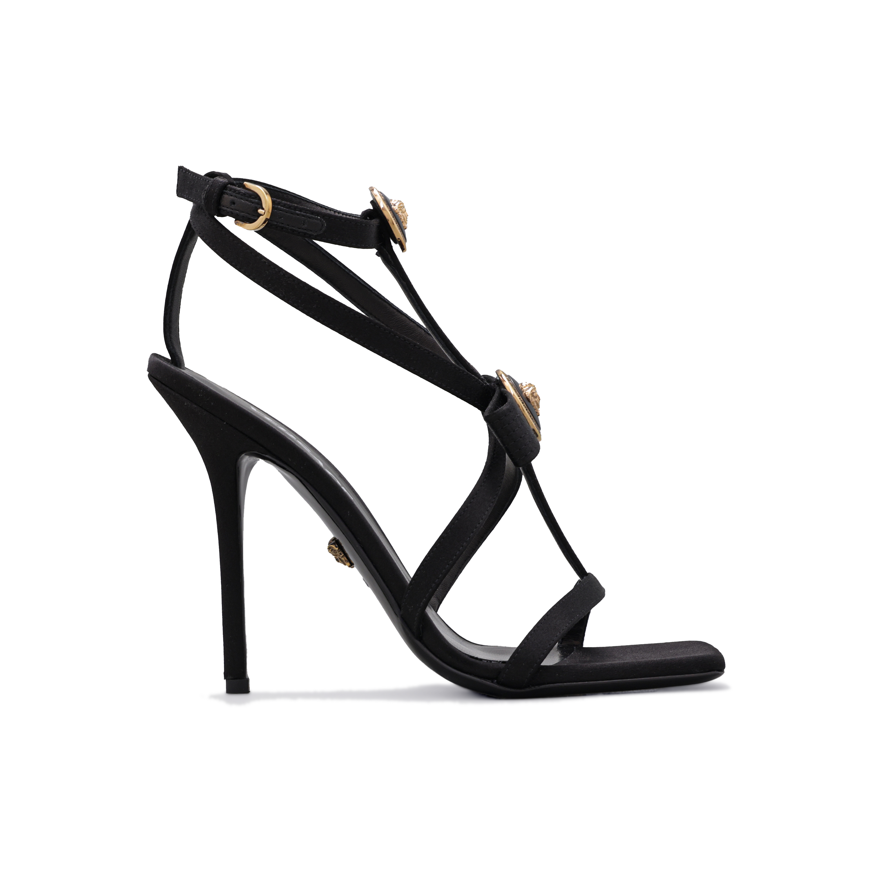 Sandalias de Tacón Negras Versace Gianni Ribbon