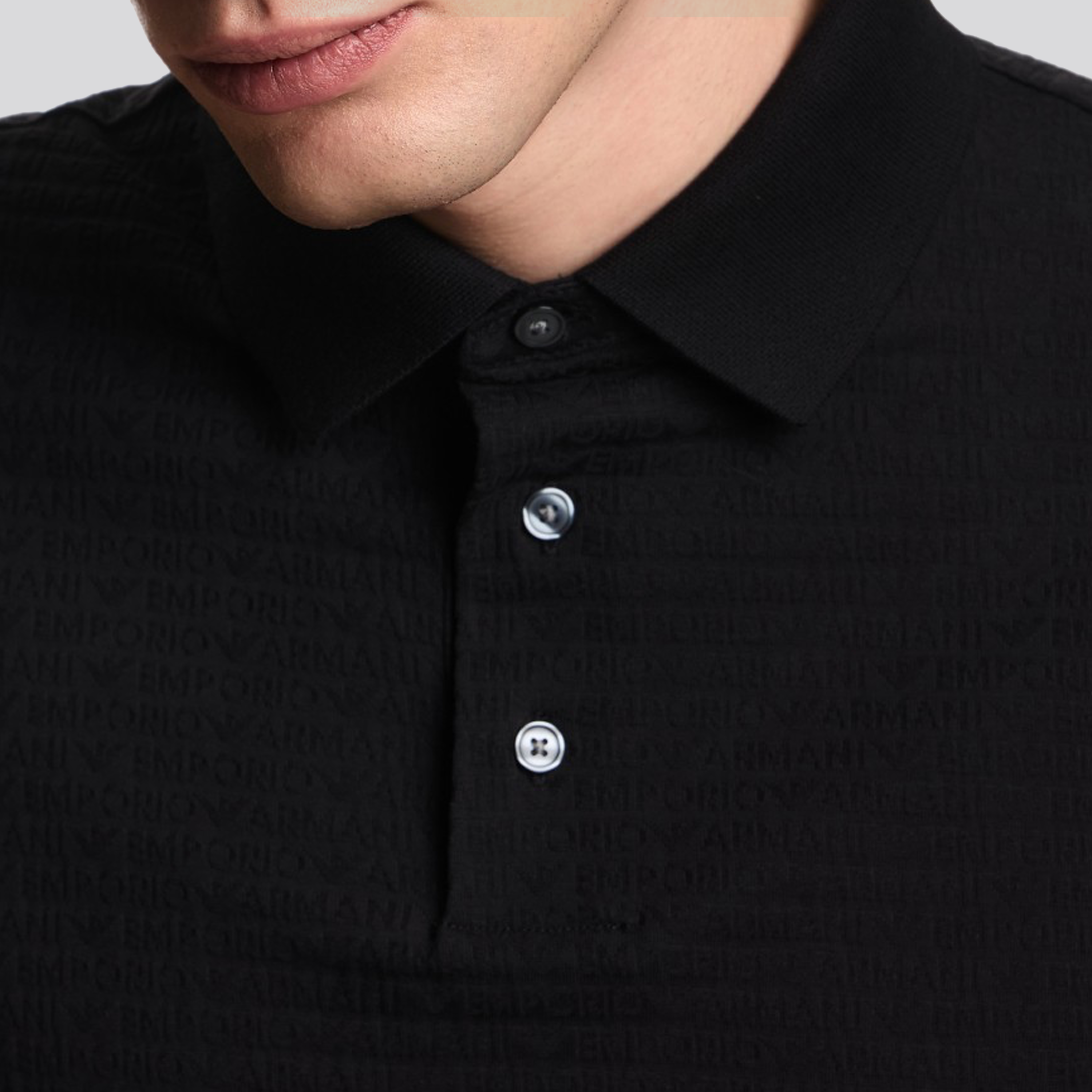 Camiseta Tipo Polo Negro Emporio Armani Over Logo