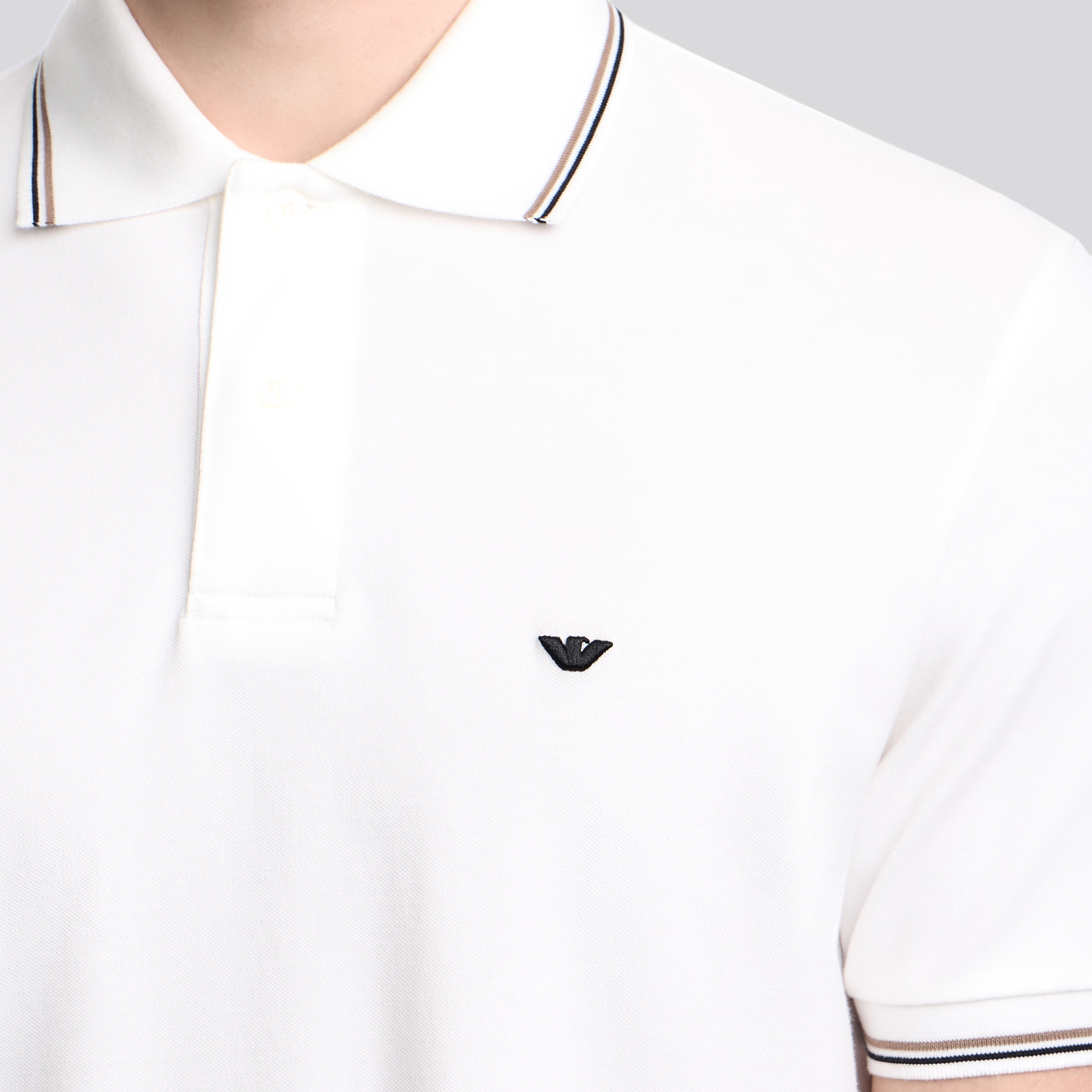 Camiseta Tipo Polo Blanco Armani Eagle