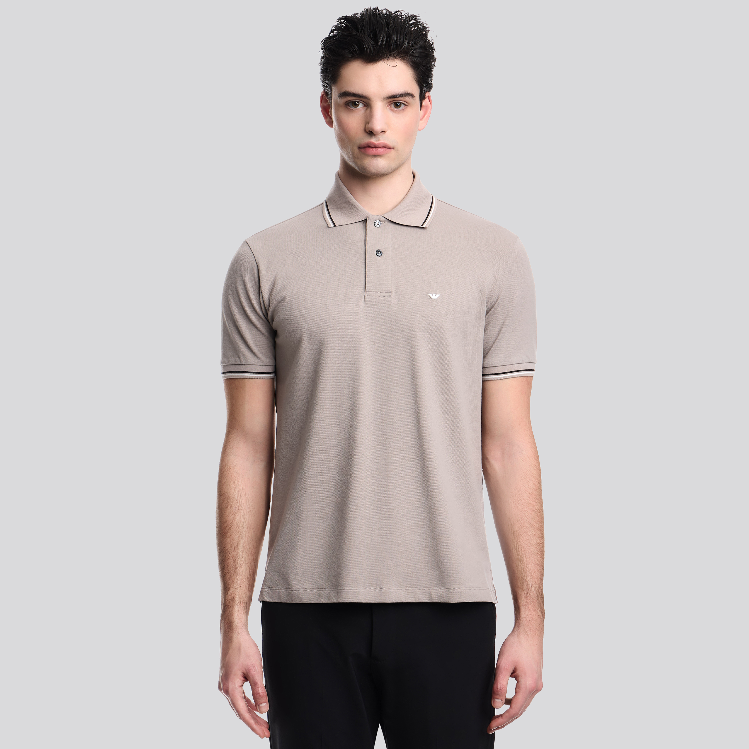 Camiseta Tipo Polo Beige Armani Eagle