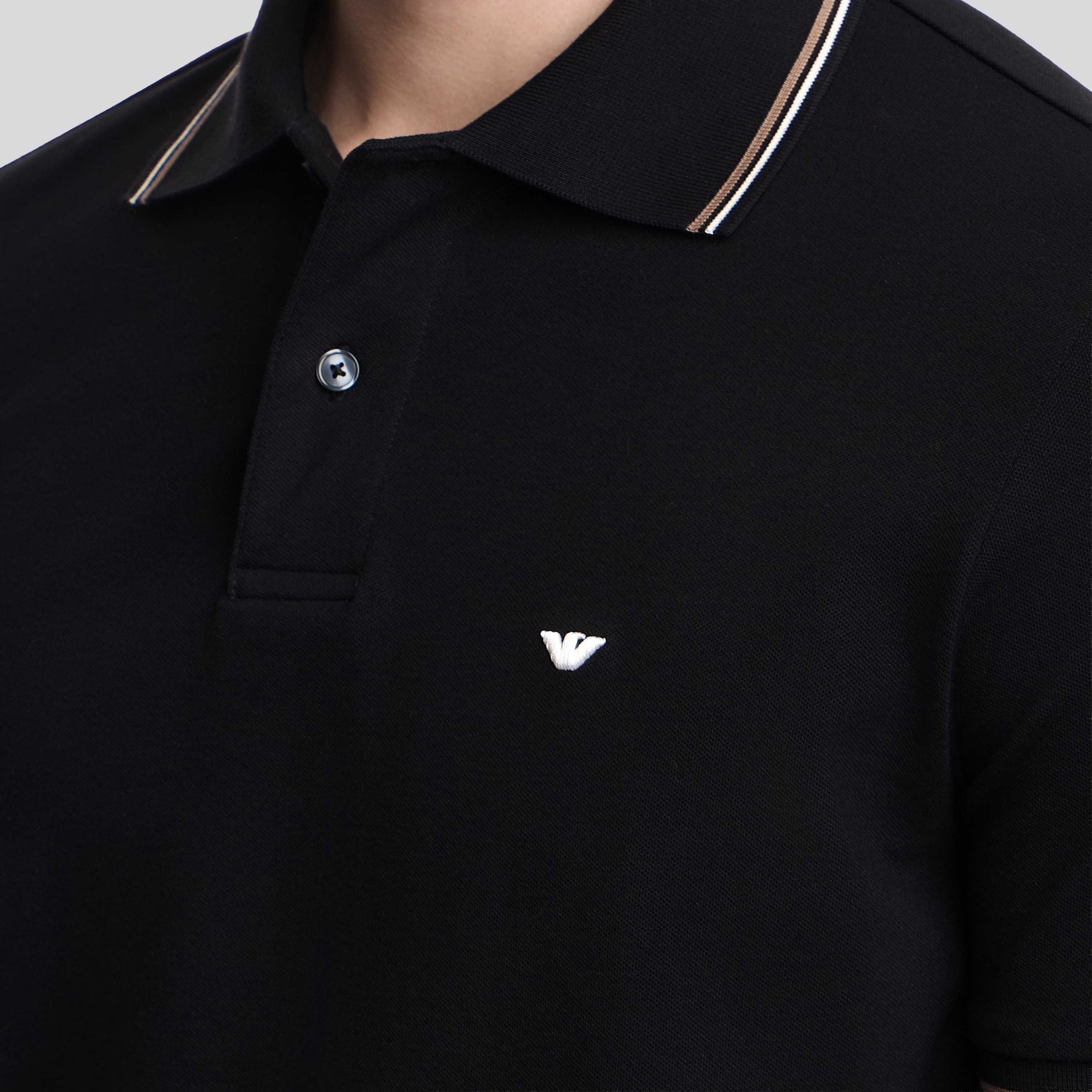 Camiseta Tipo Polo Negro Armani Eagle