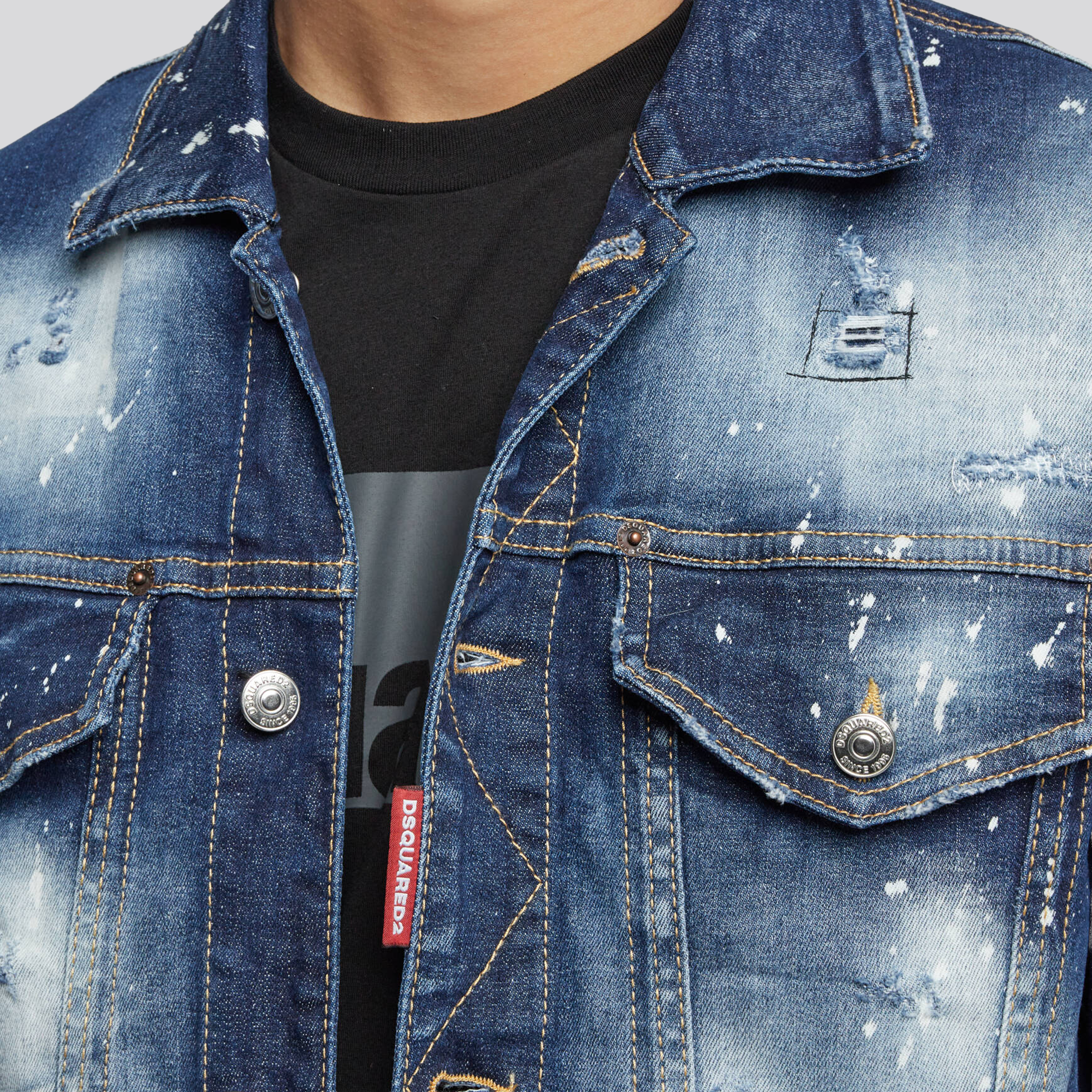 Chaqueta Azul Dsquared2 Denim Paint-Splatter