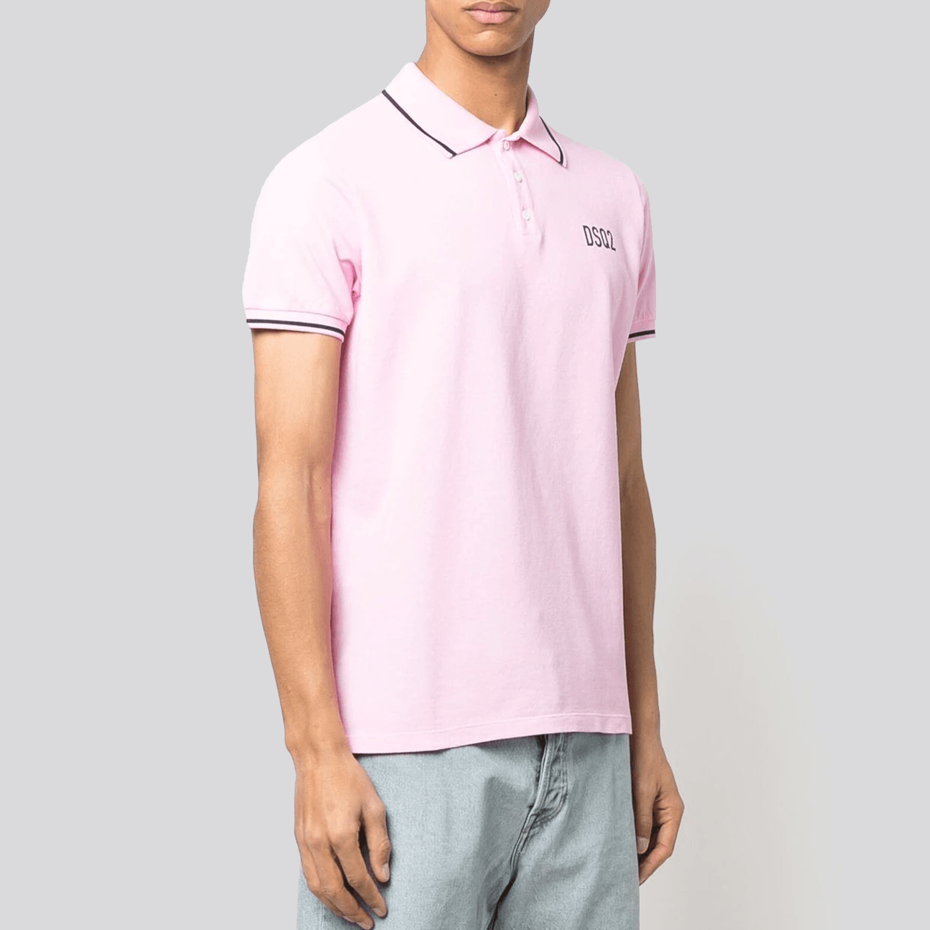 Camiseta Tipo Polo Rosado Dsquared2