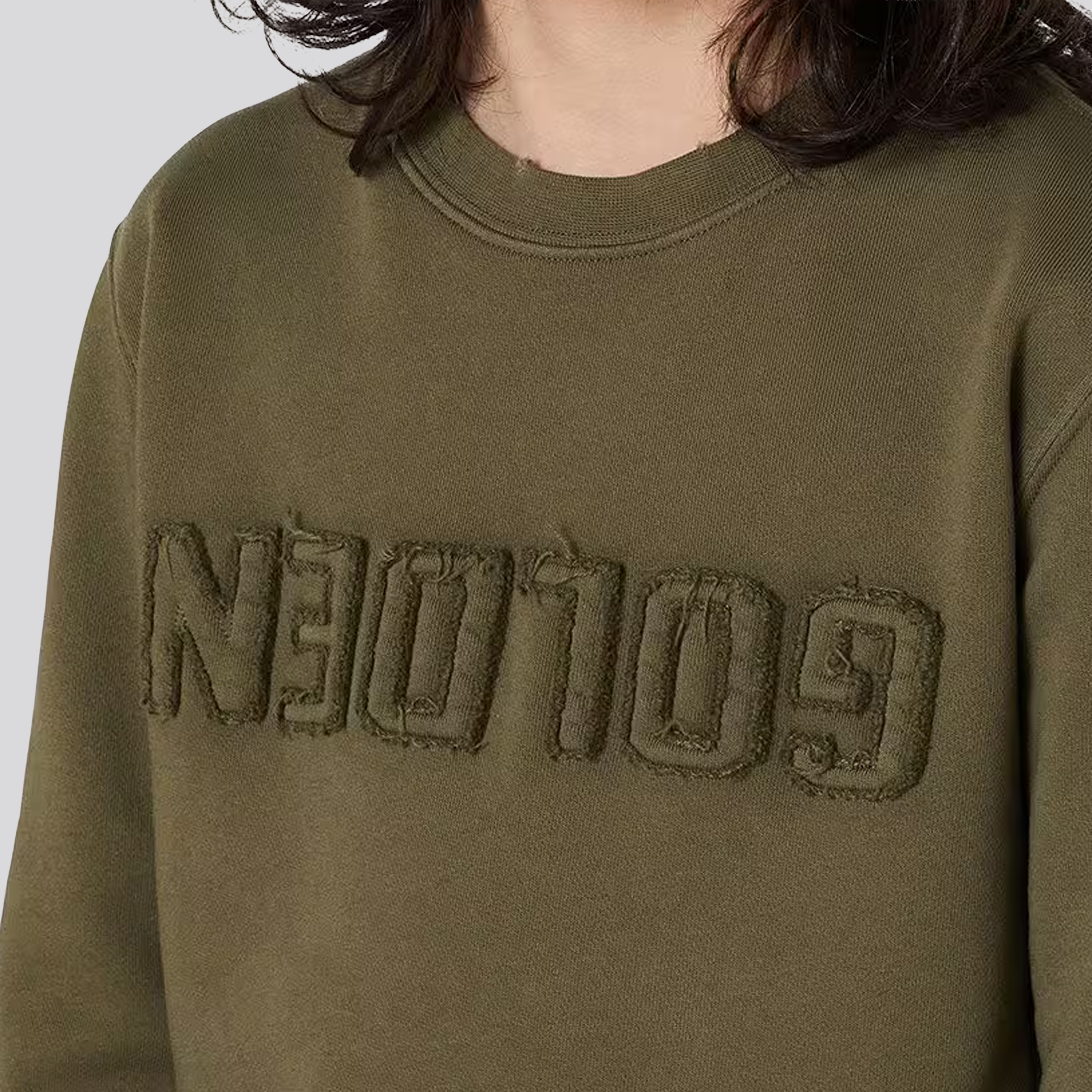 Buzo Verde Golden Goose Distressed Cotton Fleece With Logo