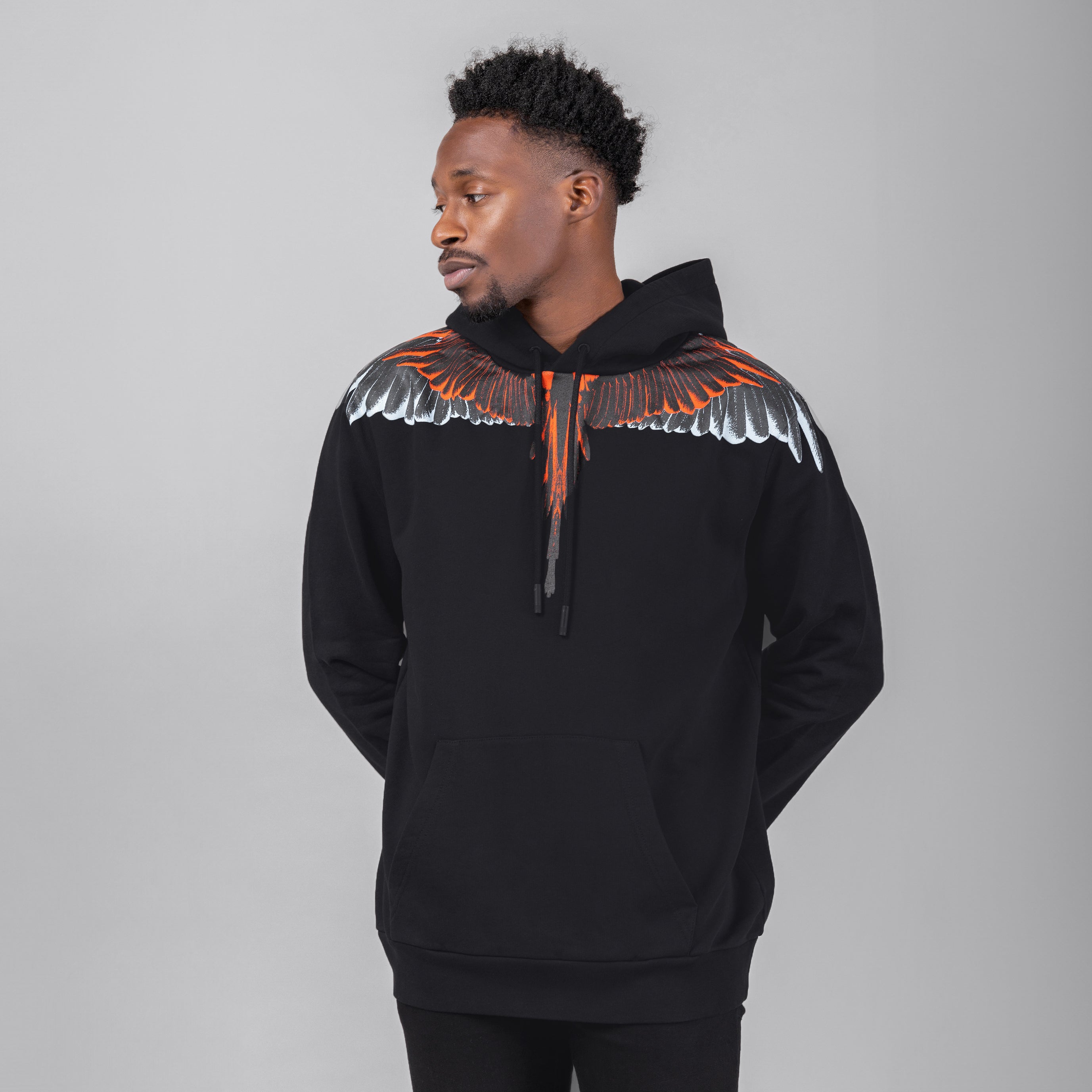 Buzo Tipo Hoodie Negro Marcelo Burlon Rojo Icon Wings