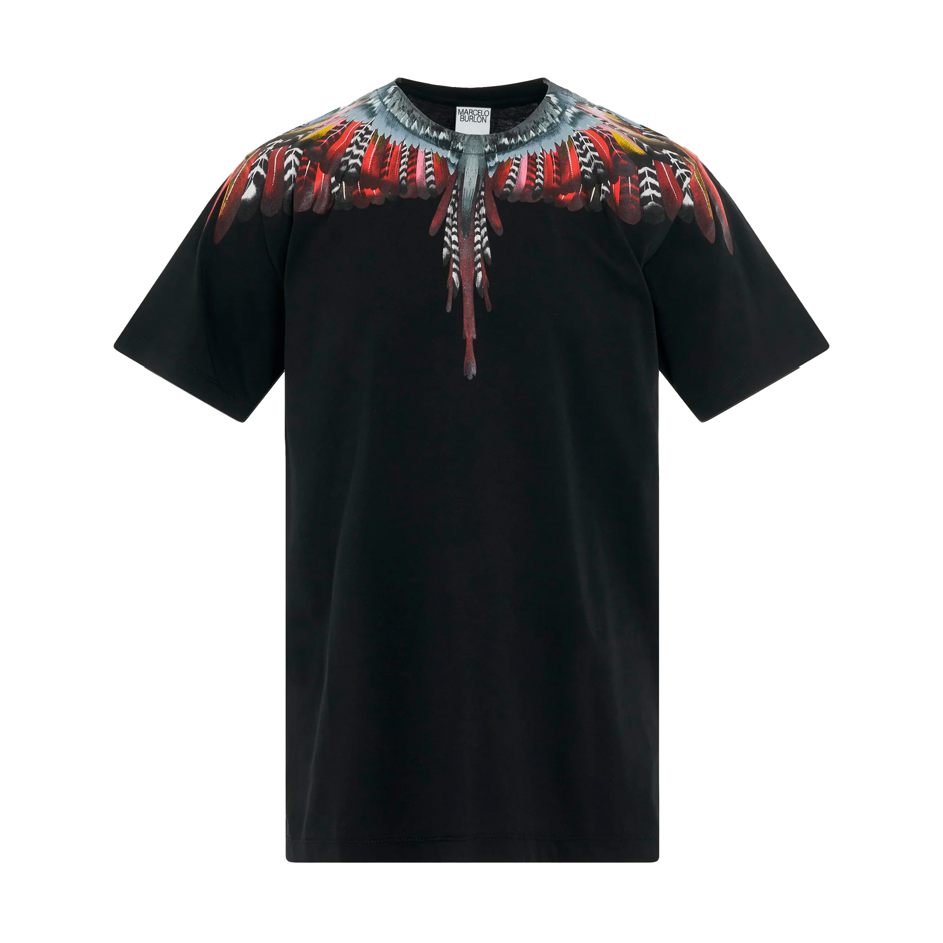 Camiseta Negra Marcelo Burlon Rojo Grizzly Wings