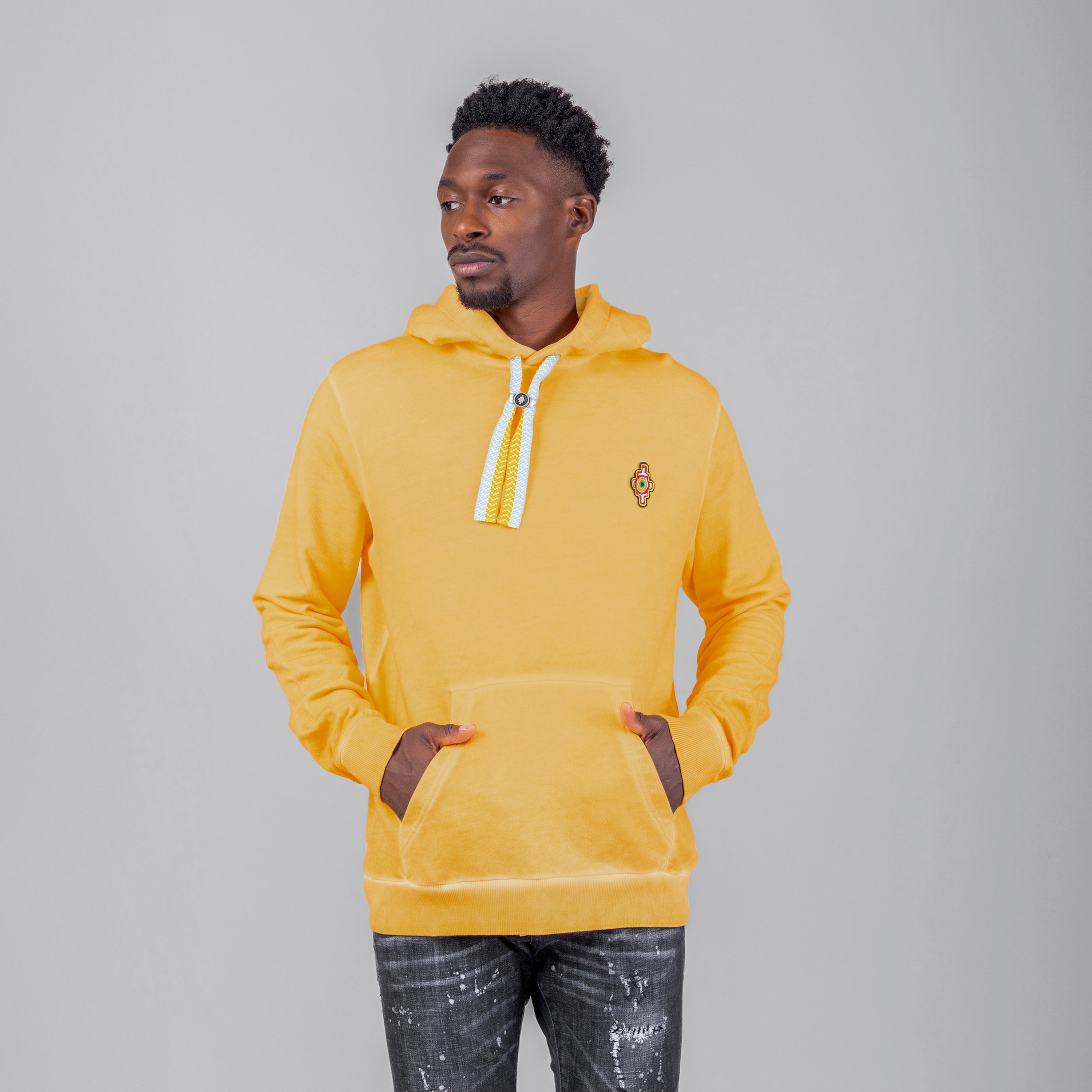 Buzo Tipo Hoodie Naranjado Marcelo Burlon Sunset Cross