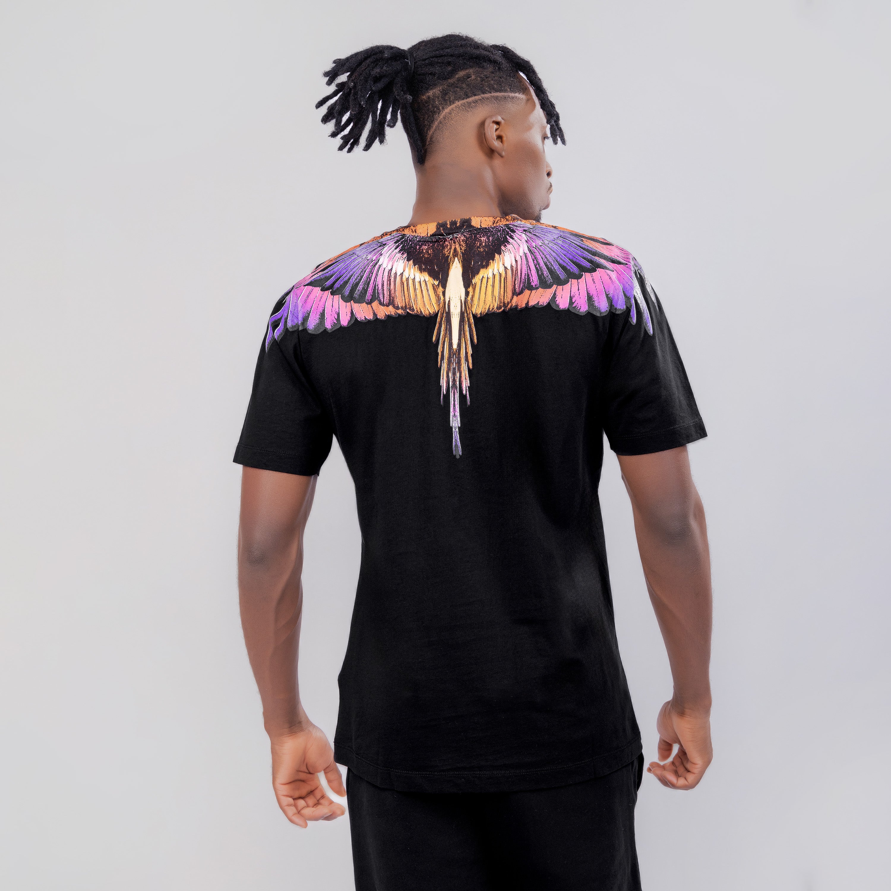 Camiseta Negra Marcelo Burlon Rosa Icon Wings