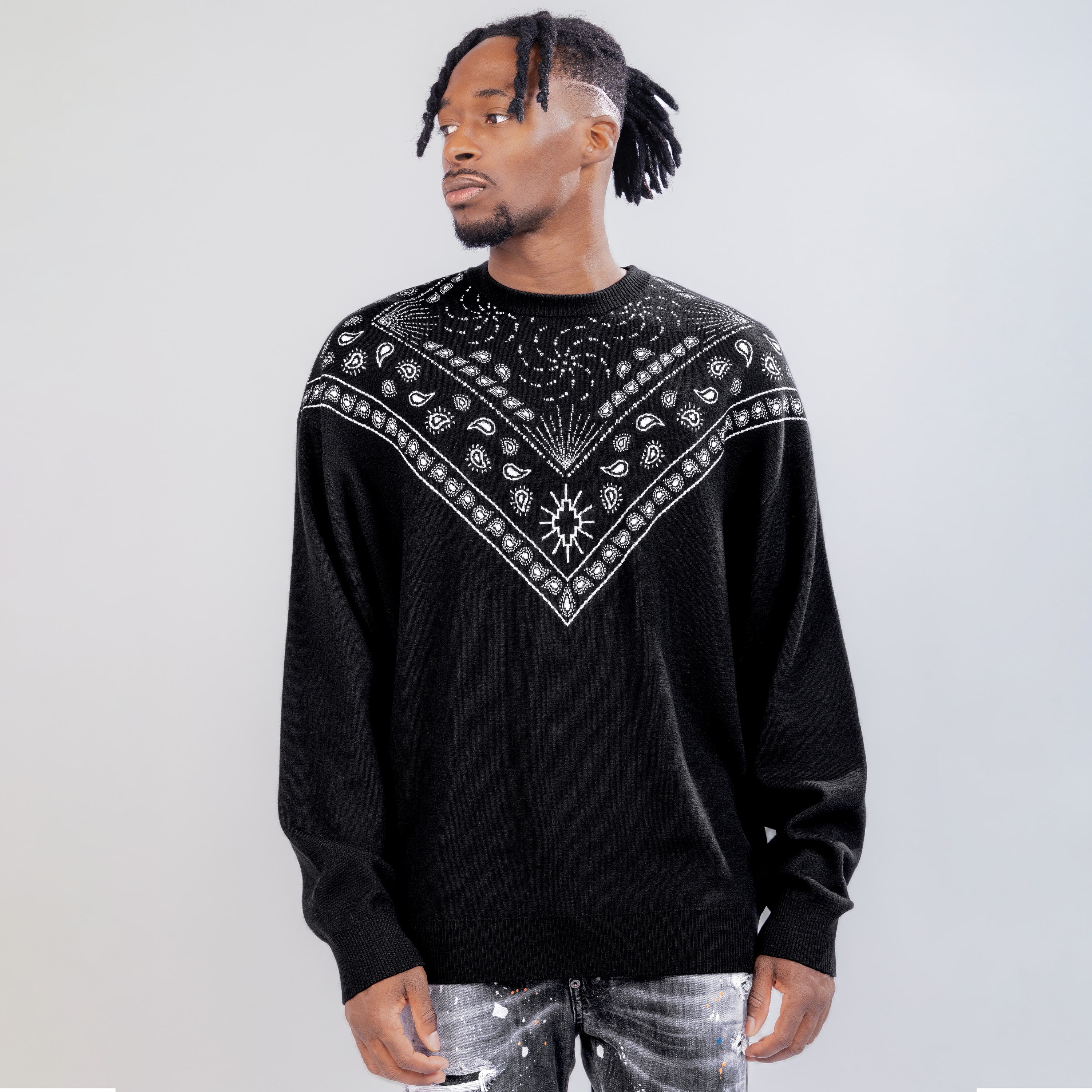 Suéter Negro Marcelo Burlon Bandana