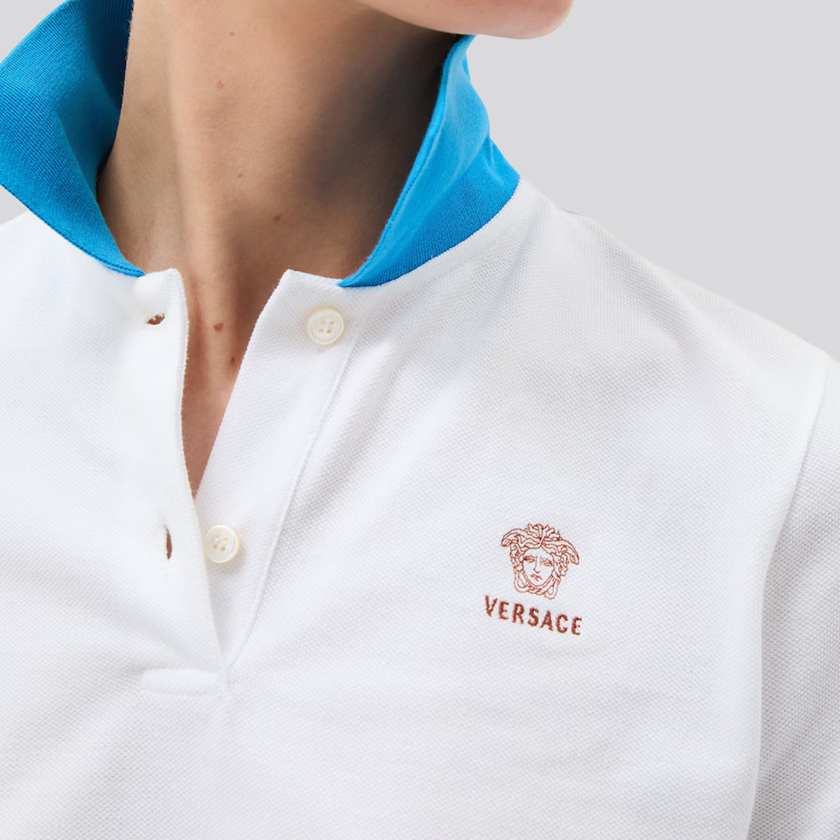 Camiseta Tipo Polo Blanca Versace Cropped