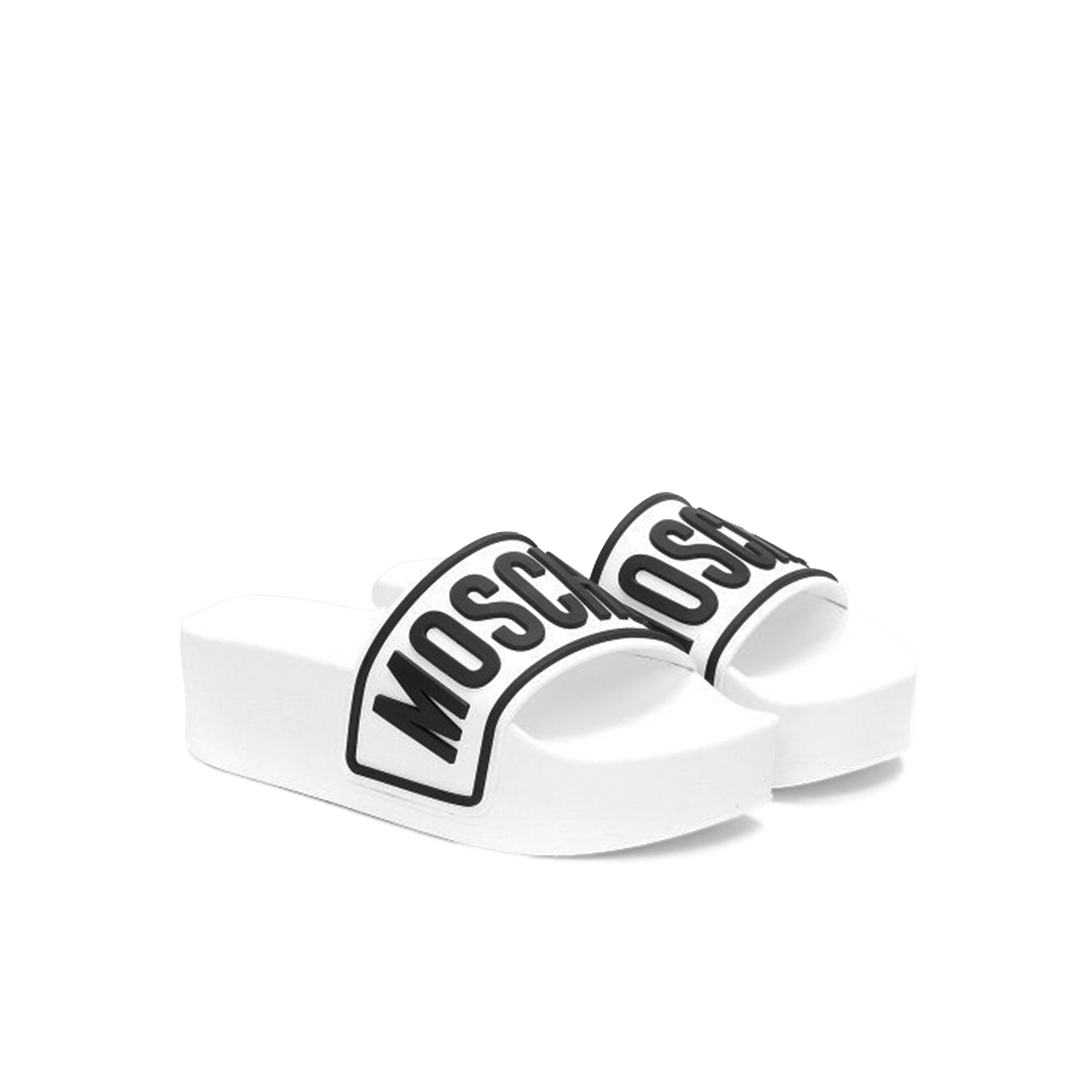 Sandalias Blanca Moschino Zeppapool50 Tpu Blanco-Negro