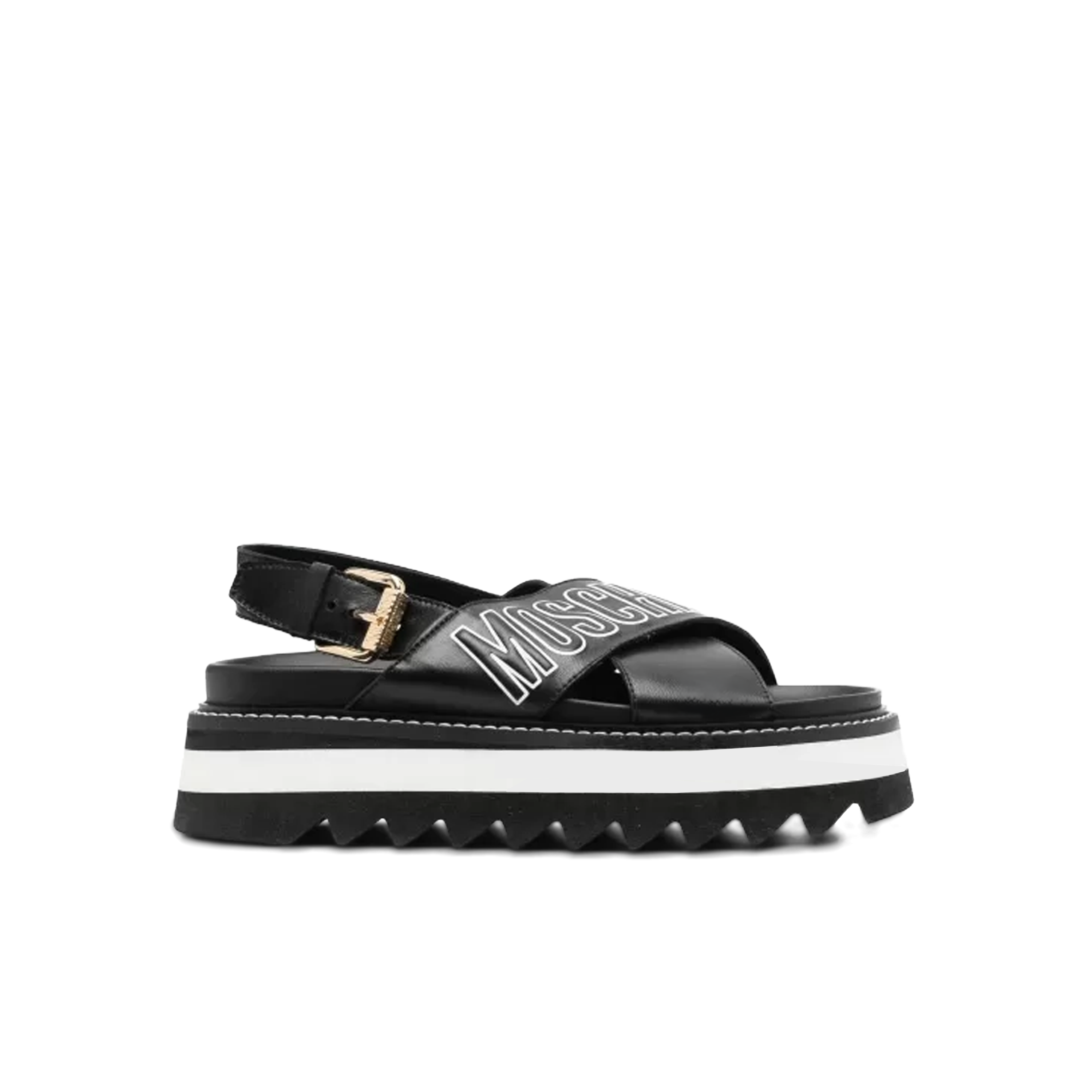 Sandalias Negras Moschino Shark35 Nappa Negro