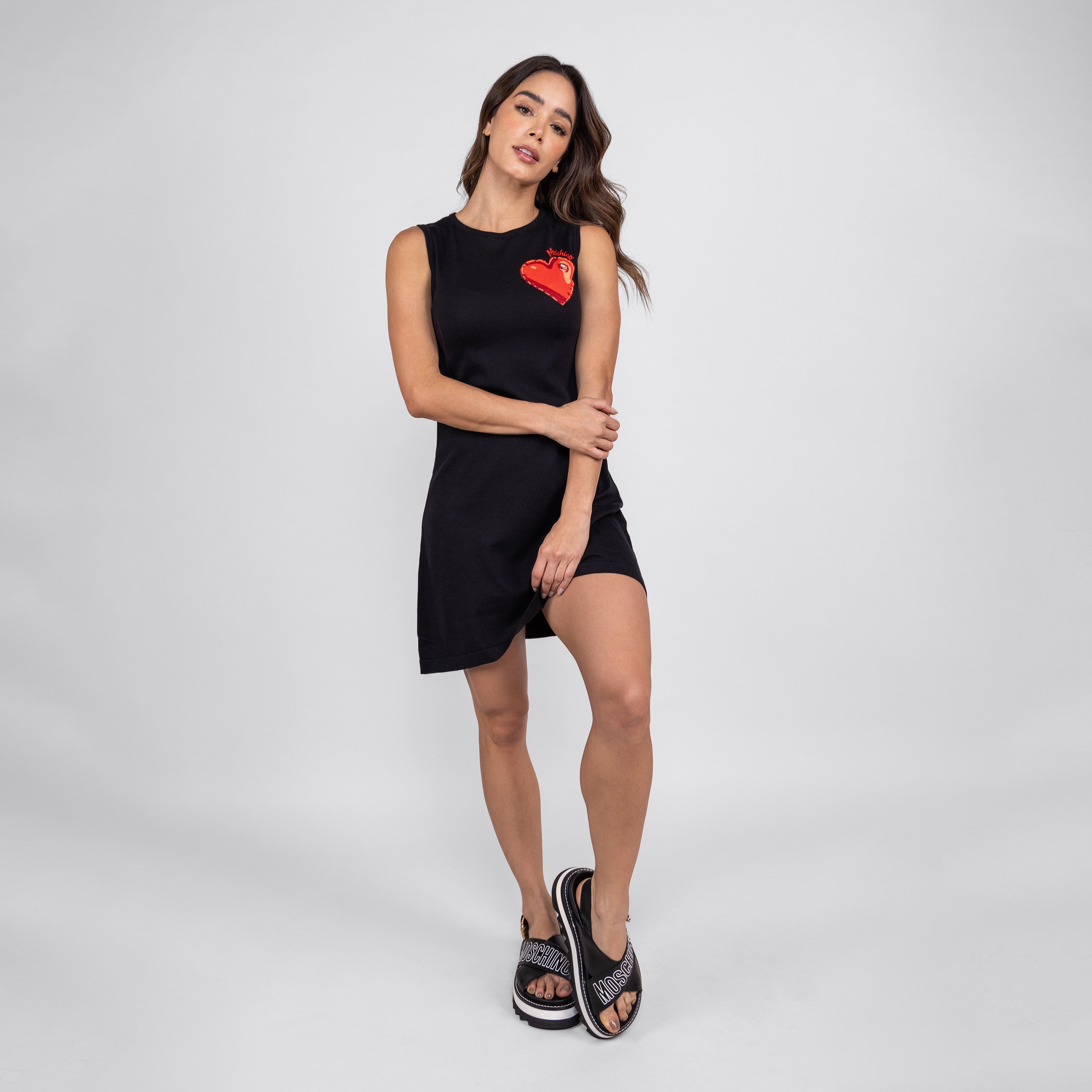 Sandalias Negras Moschino Shark35 Nappa Negro