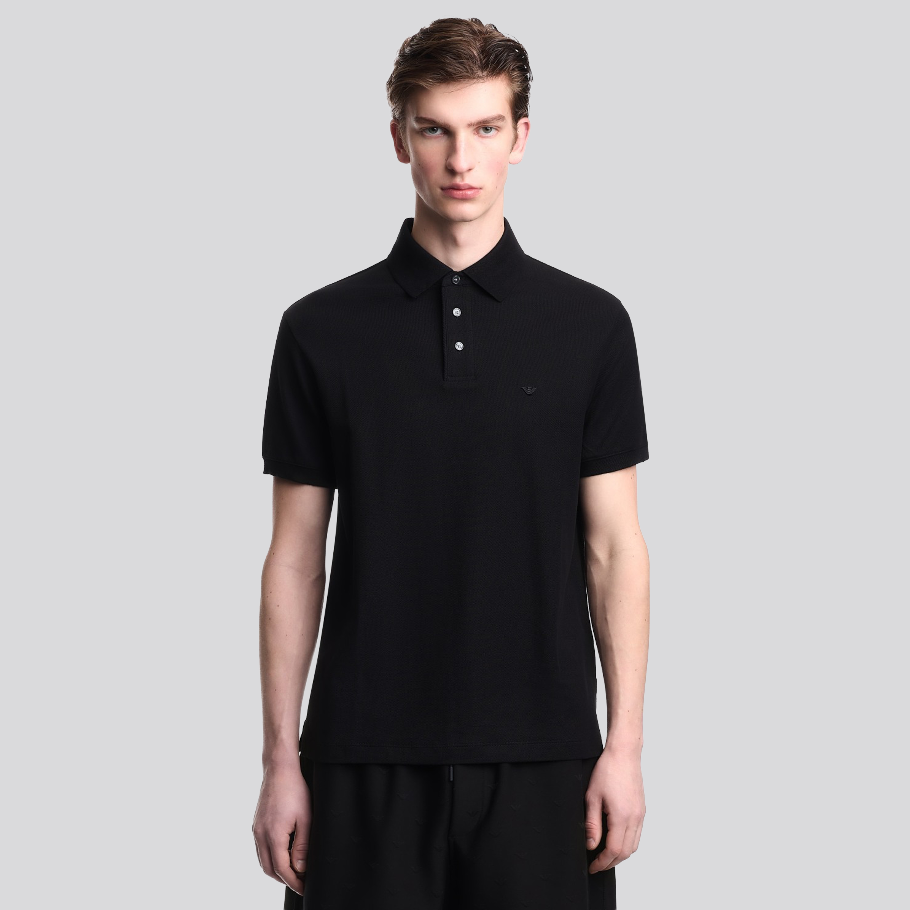 Camiseta Tipo Polo Negro Armani Eagle