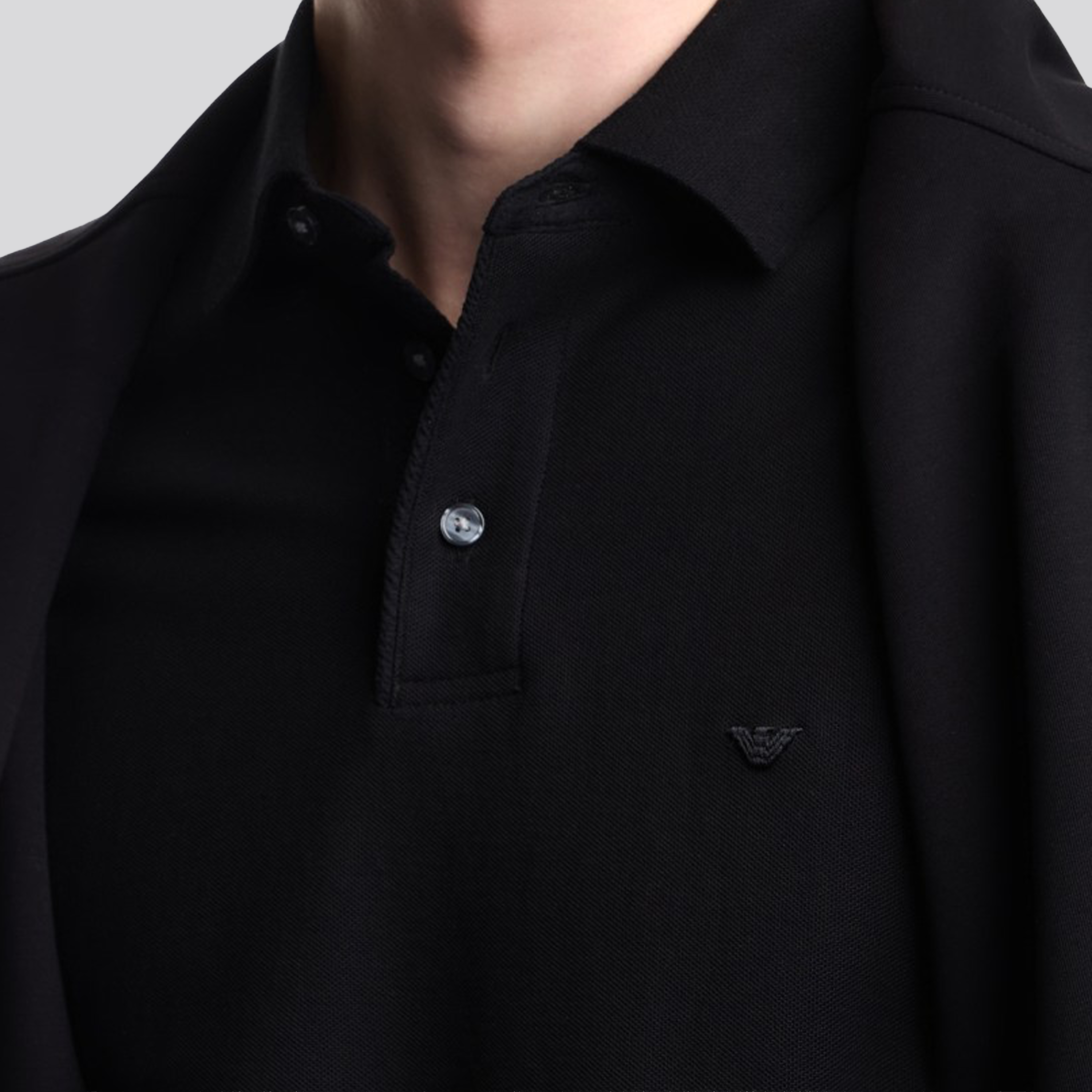 Camiseta Tipo Polo Negro Armani Eagle