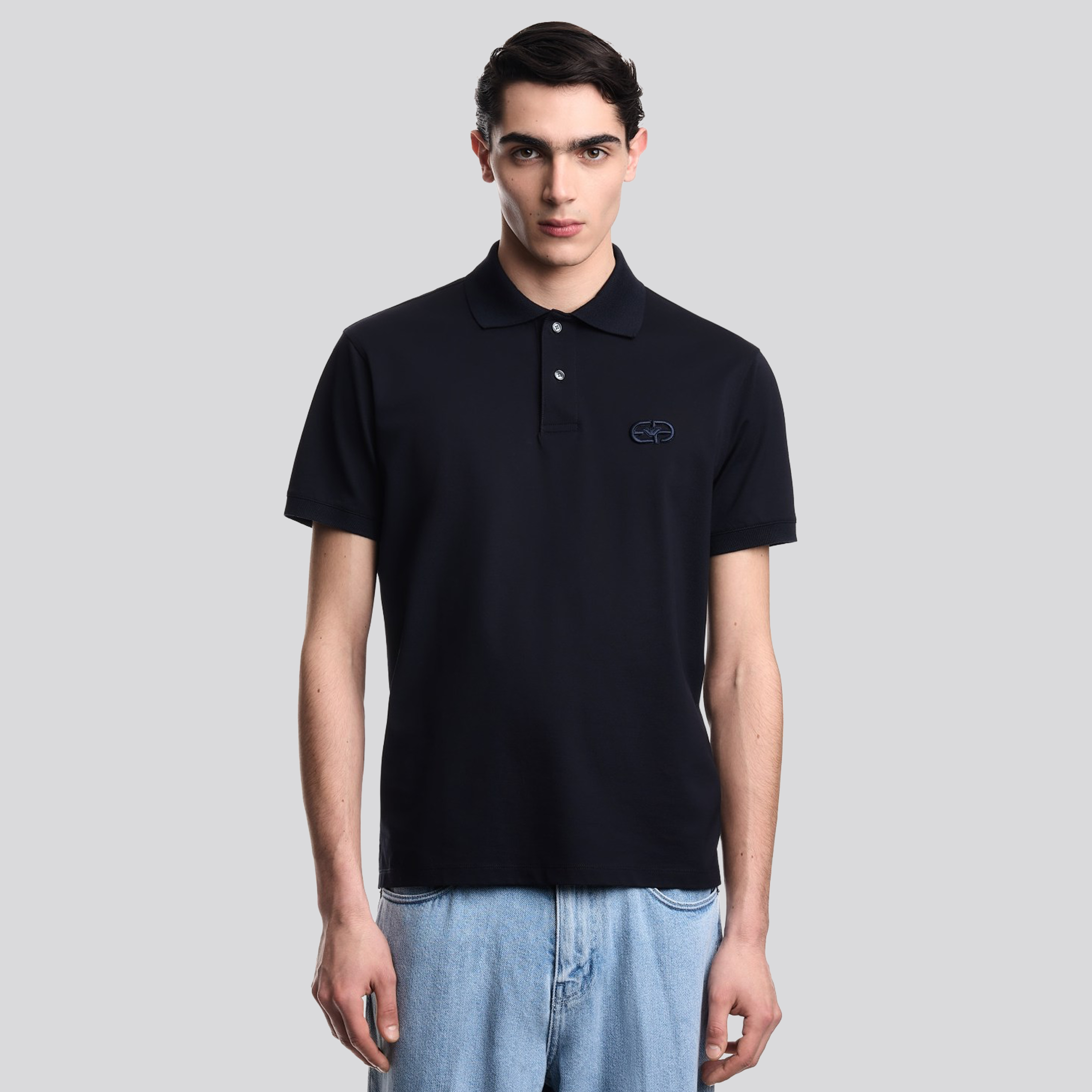 Camiseta Tipo Polo Azul Emporio Armani Ea