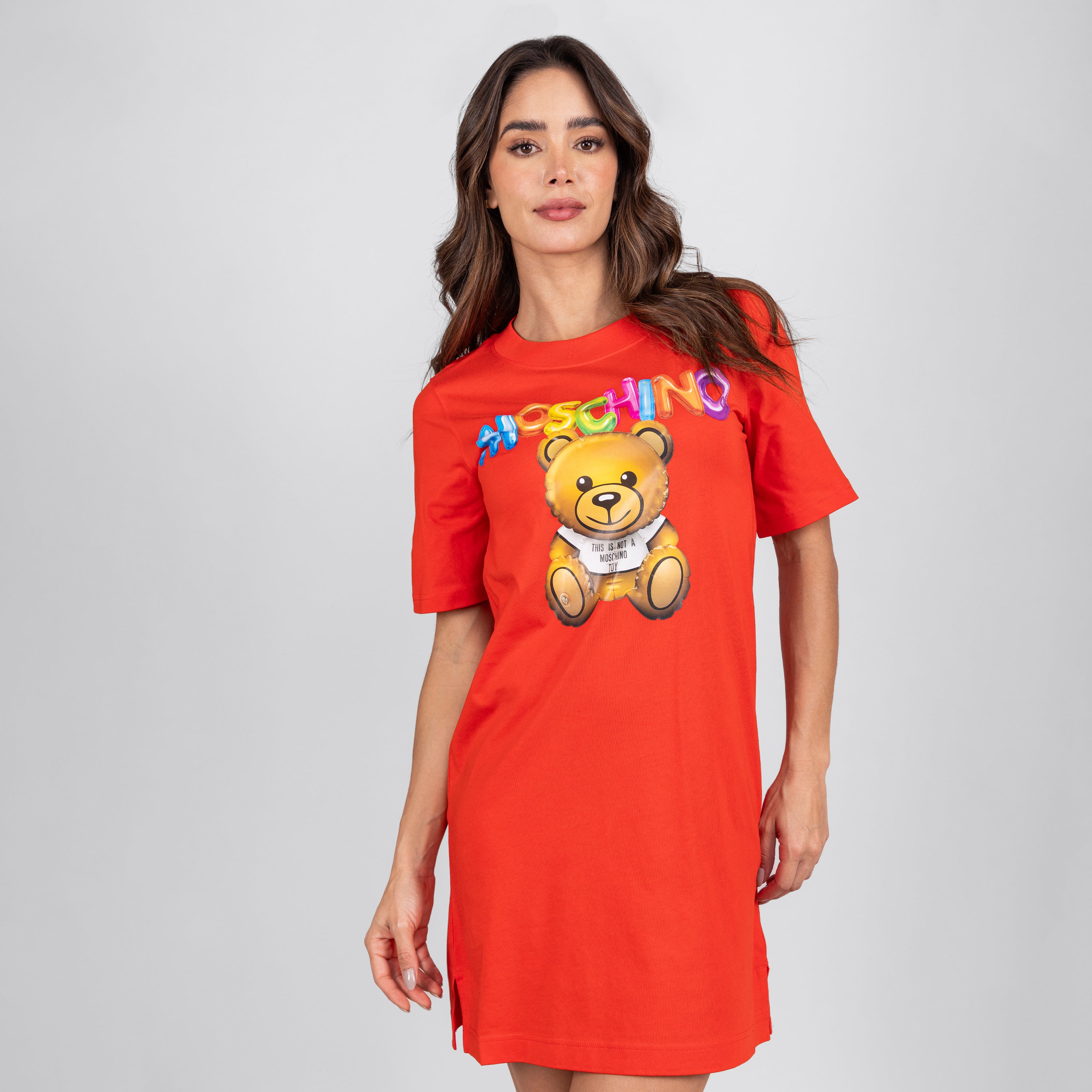 Vestido Rojo Moschino Couture Multicolor Logo