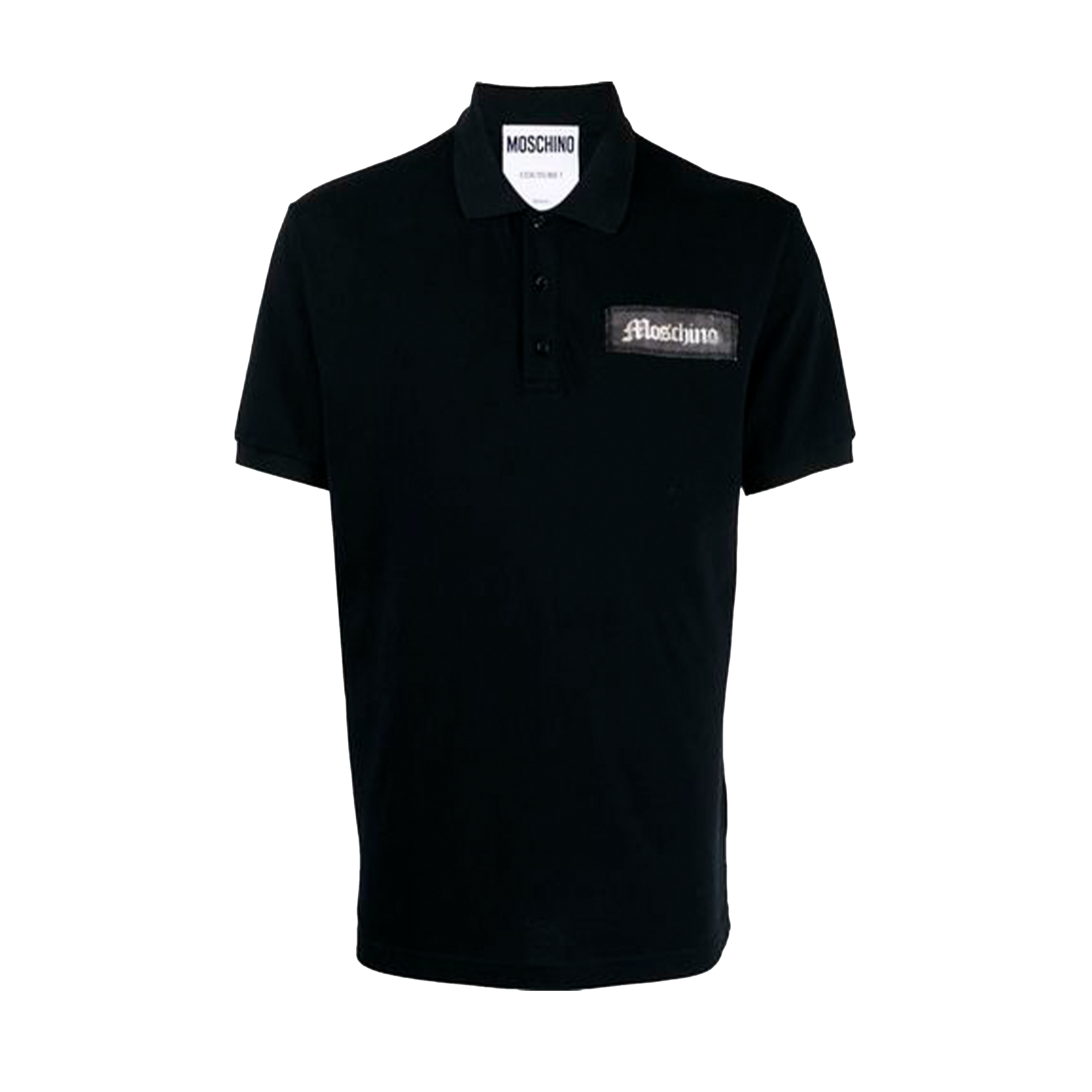 Camiseta Tipo Polo Negra Moschino Chest Logo
